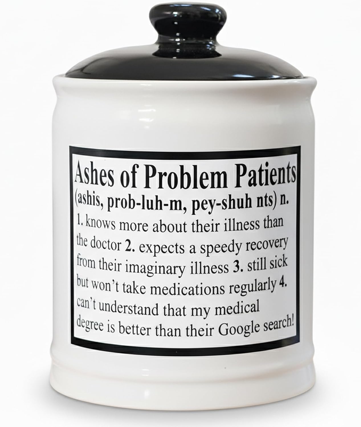Cottage Creek Ashes of Problem Patients Funny Ceramic Jar for Doctors, Nurses, and Medical Staff | Unique, Stocking Stuffers, Office Desk & Home Decor Piggy Bank