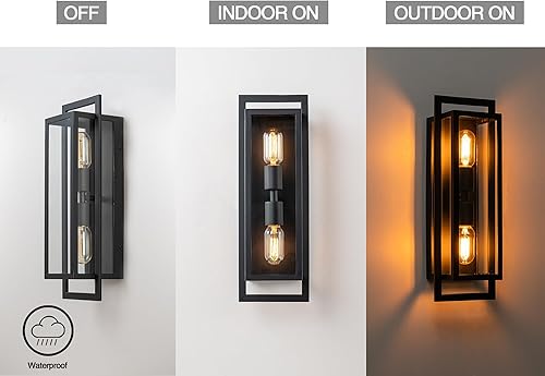 Miniatura 3 de FTL-OW-053 - Lámpara de pared para exteriores, lámpara de pared exterior con vidrio transparente, iluminación de pared exterior arriba y abajo para