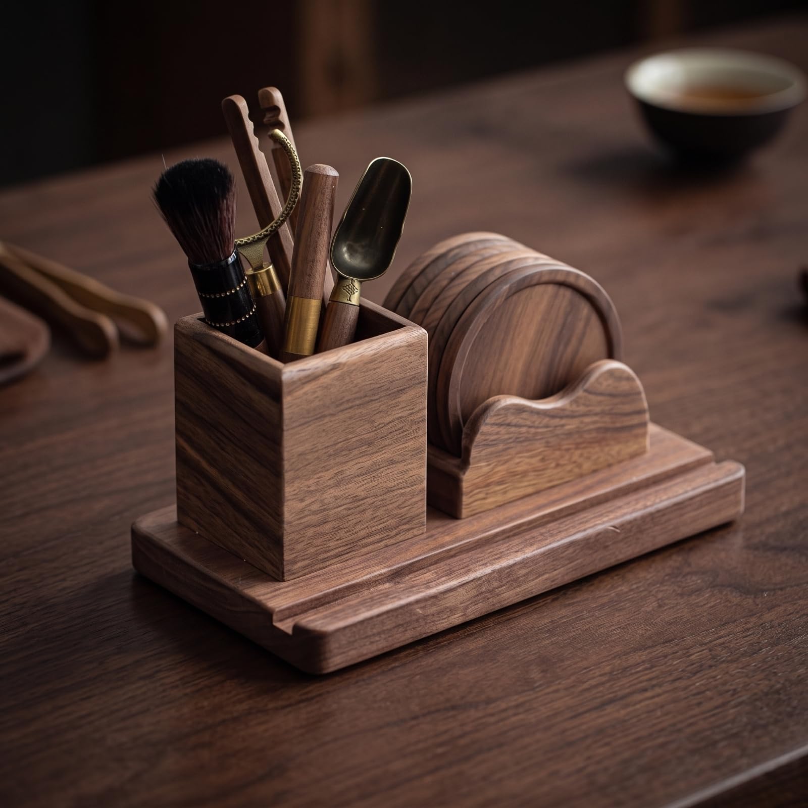 Industrial Coasters Organizador de Té Soporte para Posavasos Posavasos de Mad Construcción Base Rectangular Adecuado para del Té Oficina Escritorio Hogar