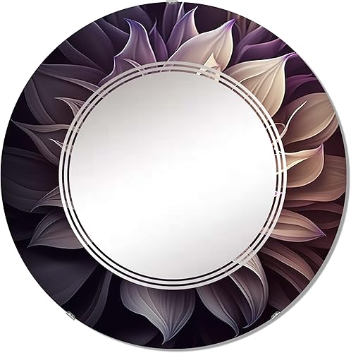 Miniatura 1 de DesignQ Purple Dahlia Flower II- Vanity Mirror, Bathroom Mirrors, Wall Mirrors for Living Room, Bedroom - Round Mirror - Large 24'x24', 32'x32'