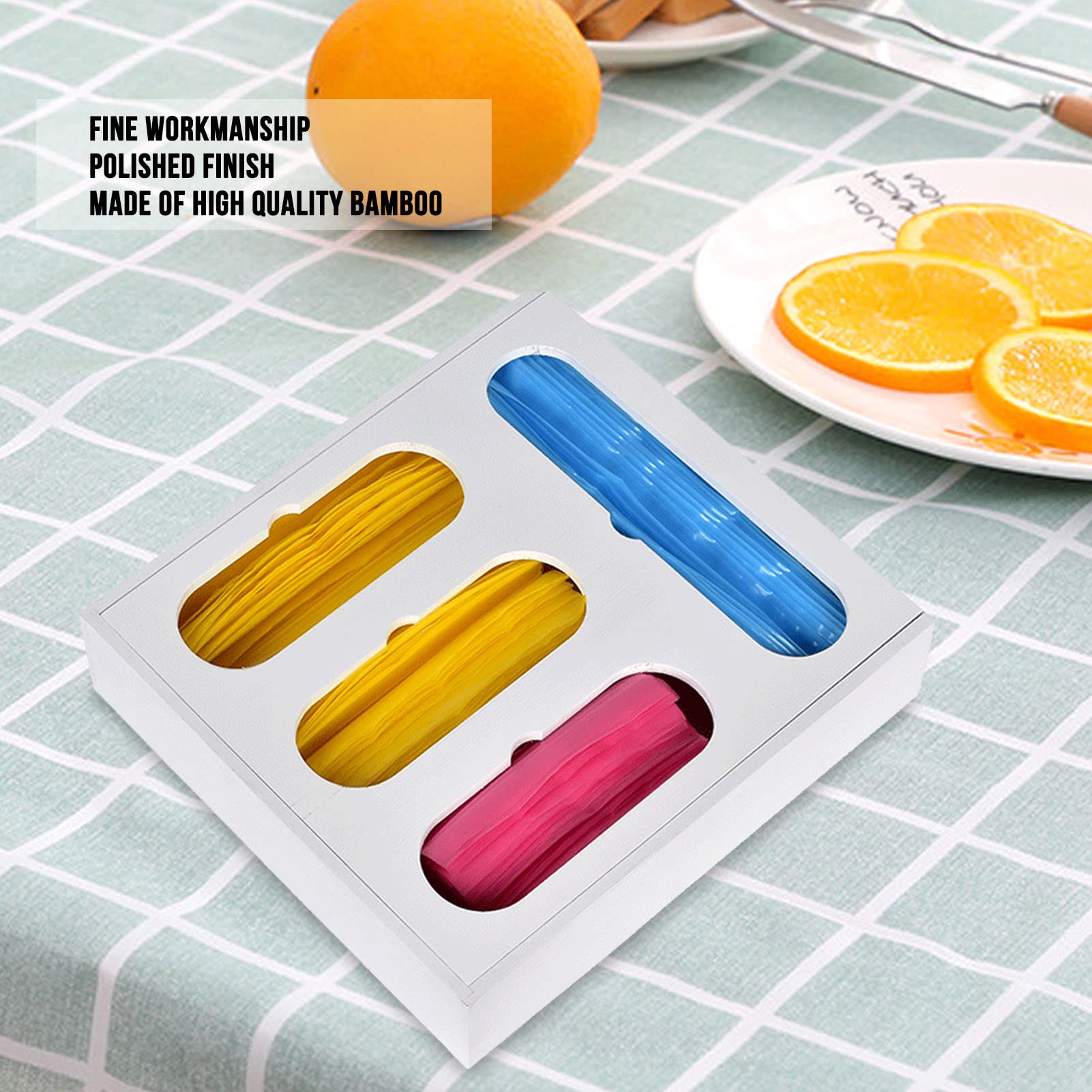 Organizzatore di sacchetti con chiusura a zip sacchetti di plastica organizzatori borse di stoccaggio alimentare organizzatore di cassetti contenitore design del cassetto lucido (Bianco)