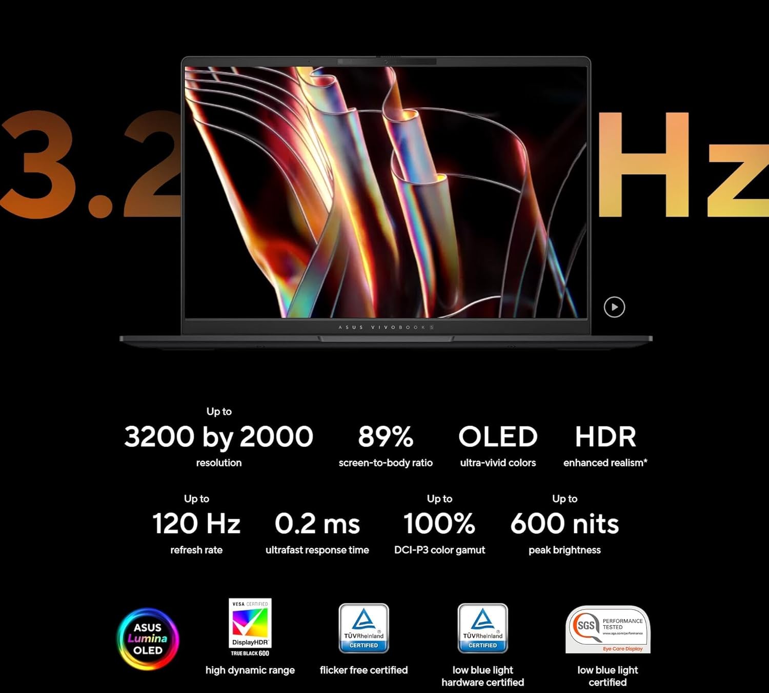 ASUS Vivobook S16 16" 3.2K OLED Laptop, AMD Ryzen AI 9 365 Beat Intel Ultra 7 155H, 32GB RAM | 4TB SSD -3200x2000 120Hz Display, RGB Backlit Keyboard, FHD Webcam, Copilot+ Windows 11