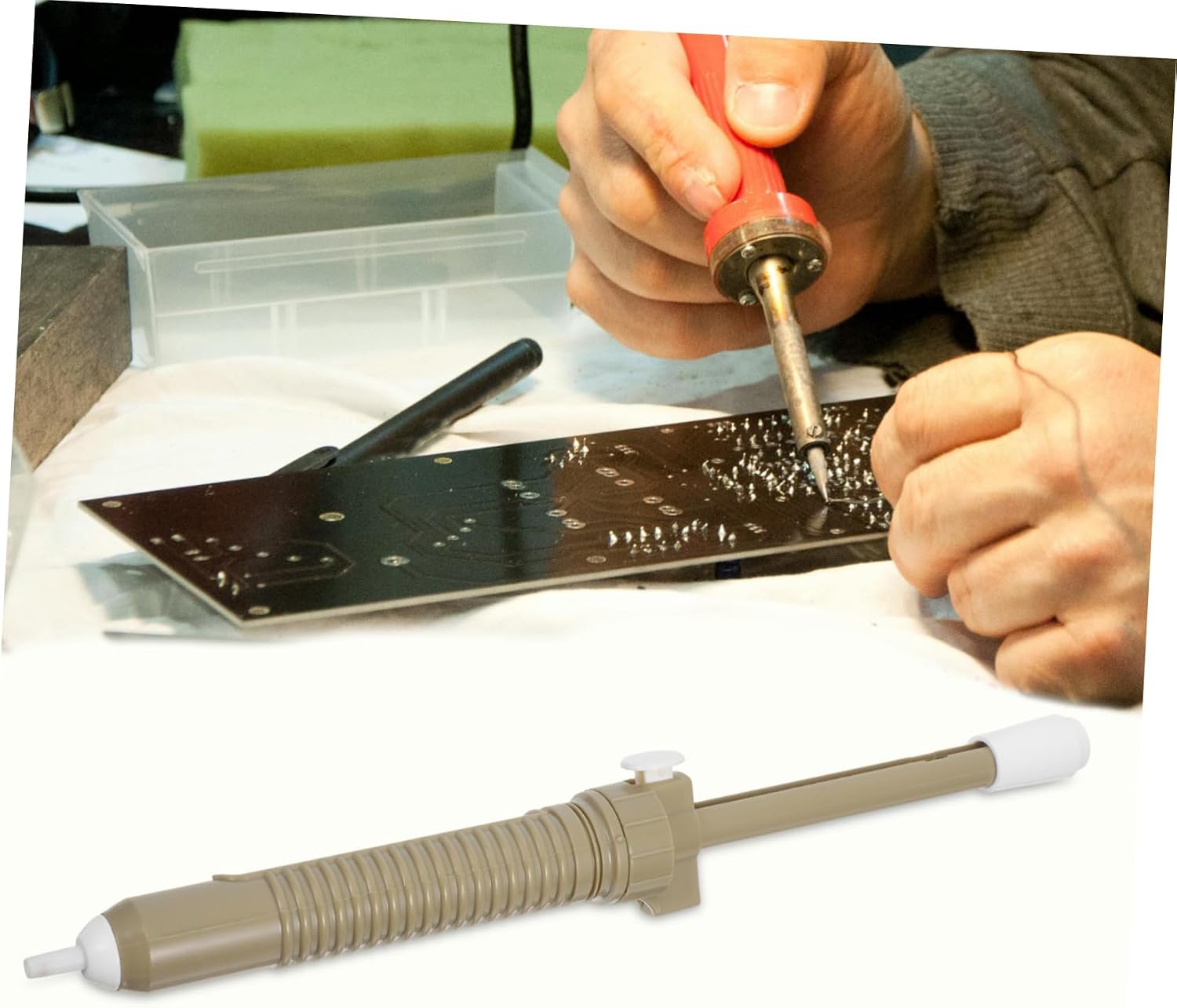 Manual Solder Sucker Tool Portable Desoldering Pump for Soldering and Welding Strong Suction Soldering Tool Ergonomic Handle