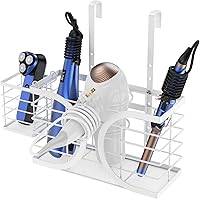 Vista 7 de Organizador de herramientas para el cabello 3 en 1 - Organizador de baño ajustable en altura para montar en pared/puerta de gabinete, debajo