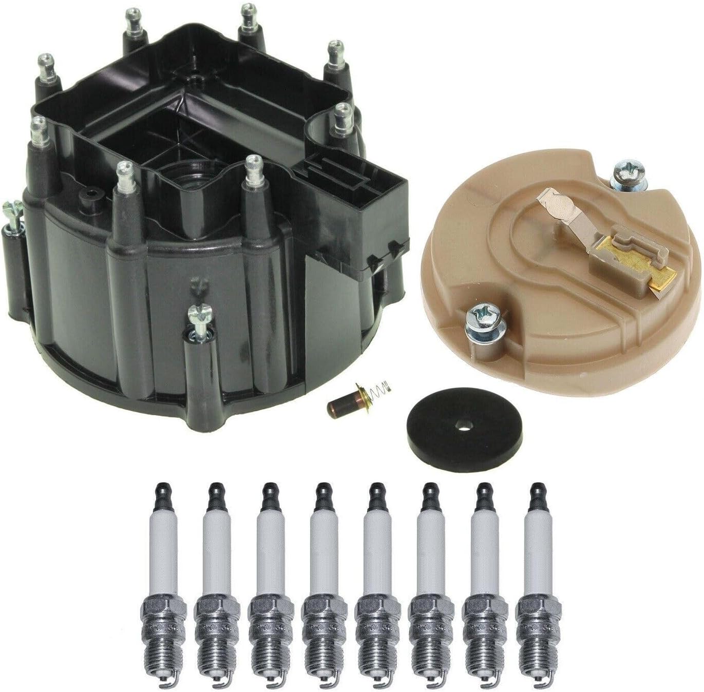 Replacement Pro Distributor Rotor Cap and .045" Spark Plugs Kit for Electra V8 Mechanics Choice for GMC