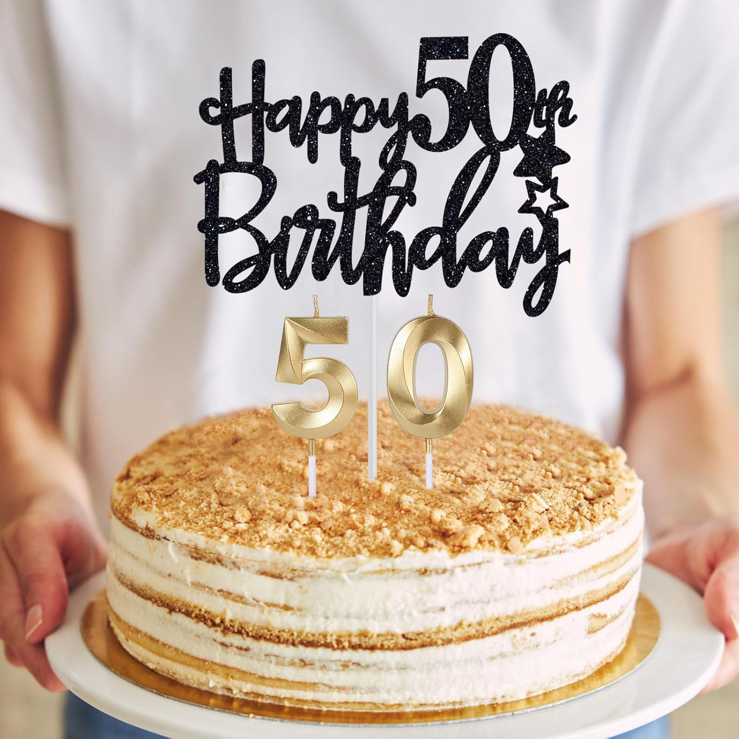 50th Birthday Gifts for Men, 50th Birthday Decorations for Men, Party Decor Supplies Including King Crown & Sash & Balloons & Cake Topper & Candles - Image 4
