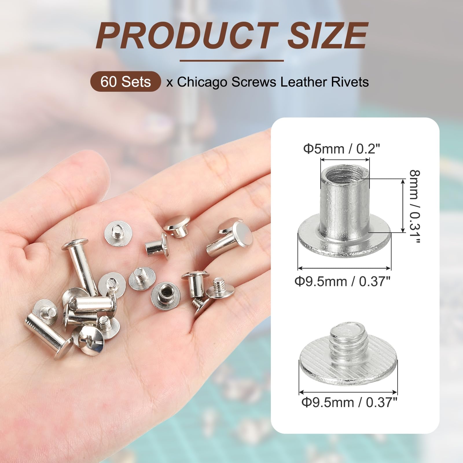 PATIKIL 11mm Chicago Screws Leather Rivets - Image 2