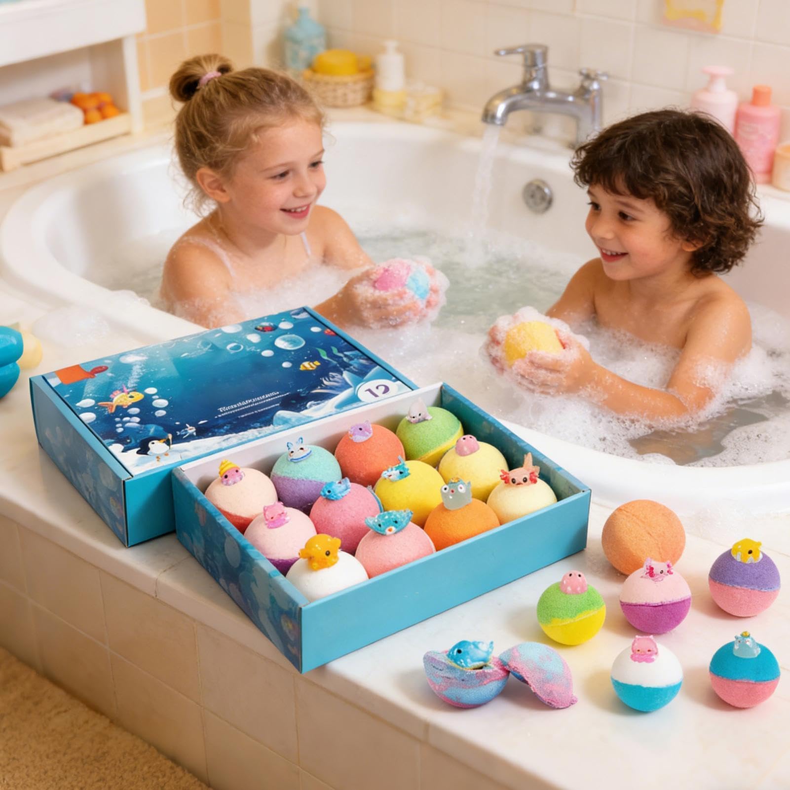 Badekugeln mit 12 farbigen Körperreinigern