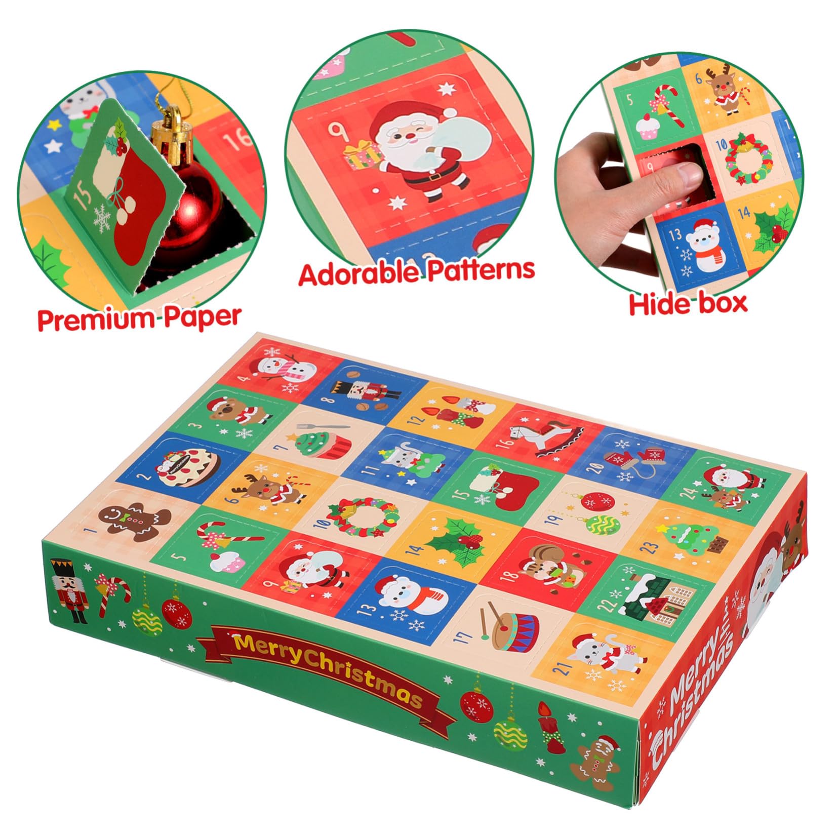 SOLUSTRE 10 Piezas Caja de Obsequio Navideña para Regresiva Navideña Cajas de Papel Vacías para DIY Calendario de Adviento