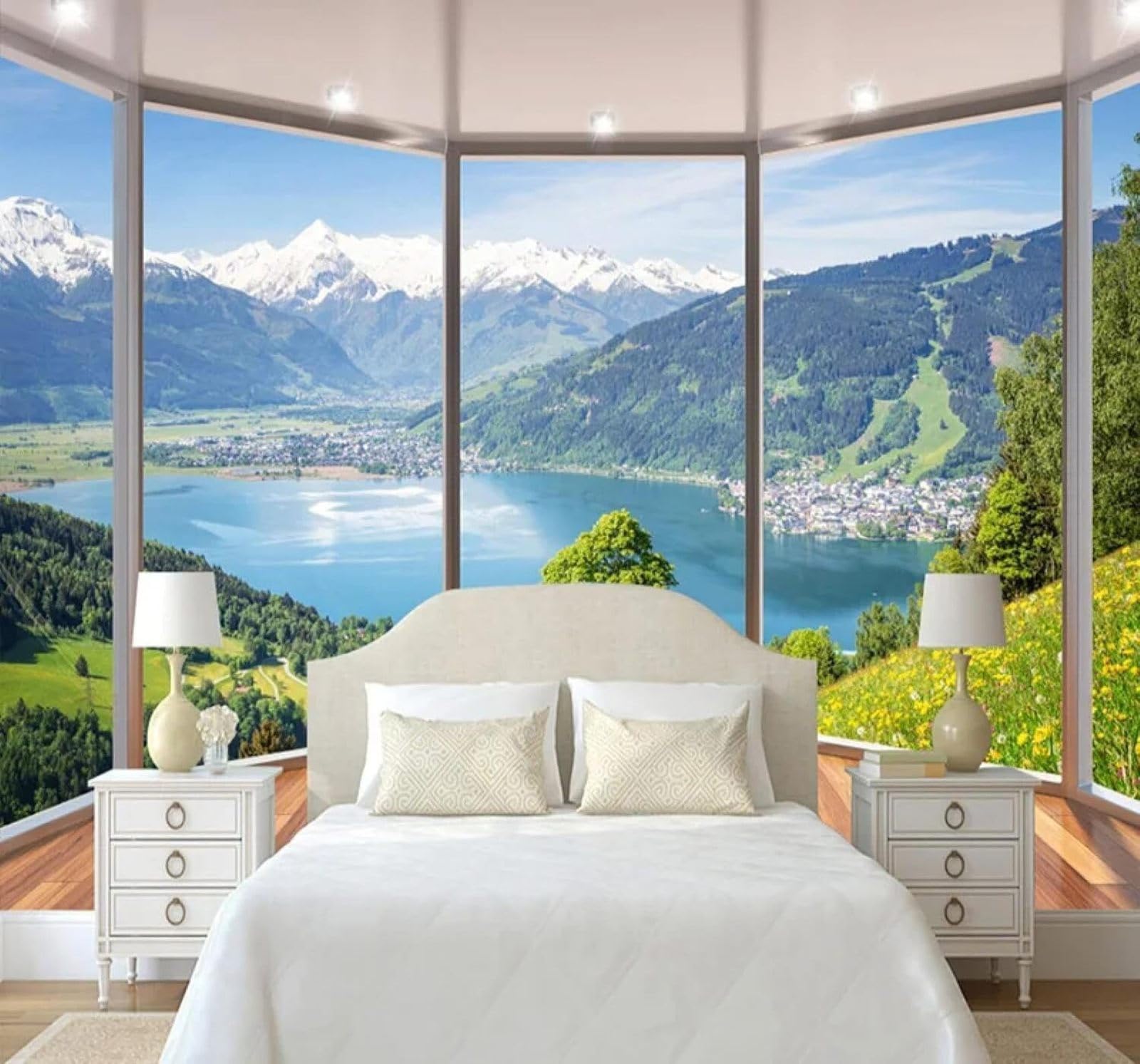 XLMING Creative Balcony Window Landscape Natural Scenery 3D Wallpaper Luxury Home Dining Decor Paste Sofa Living Room The Wall for Bedroom Mural-150cm×105cm
