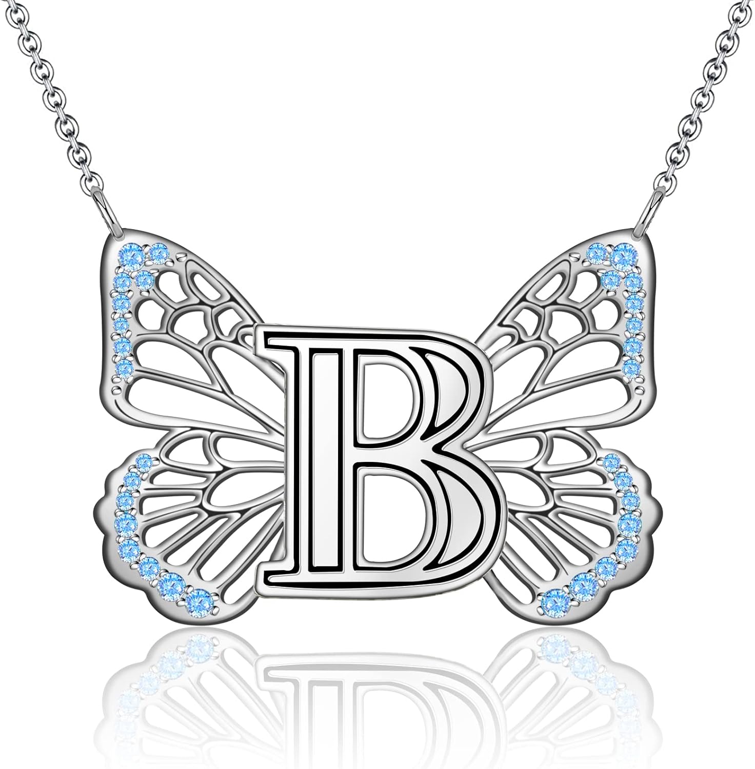 Butterfly Initial Necklaces for Women 925 Sterling Silver Initial Necklace Butterfly Initial Letter Jewelry for Women Mother's Day Gifts