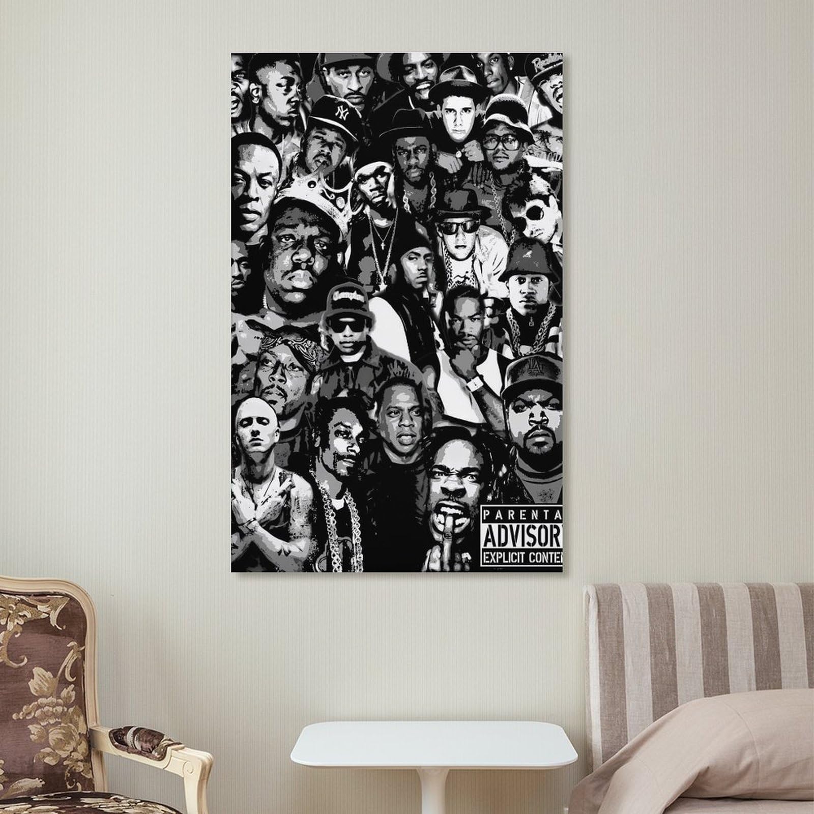 Poster su tela, motivo: cantante rap, hip hop, tutte le stelle, stampa artistica da parete, poster decorativo per la stanza, 40 x 60 cm, confezione da 8
