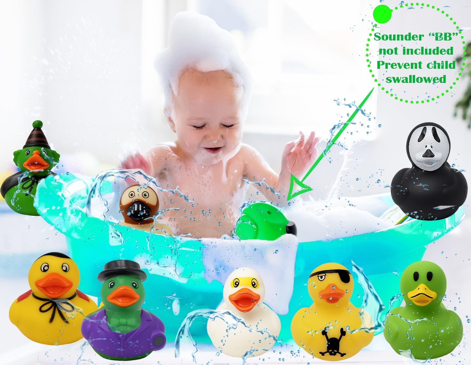 Halloween Rubber Duck Monster Toy Duckies for Kids, Bath Birthday Gifts Baby Showers Summer Beach and Pool Activity, 2" (50-Pack)