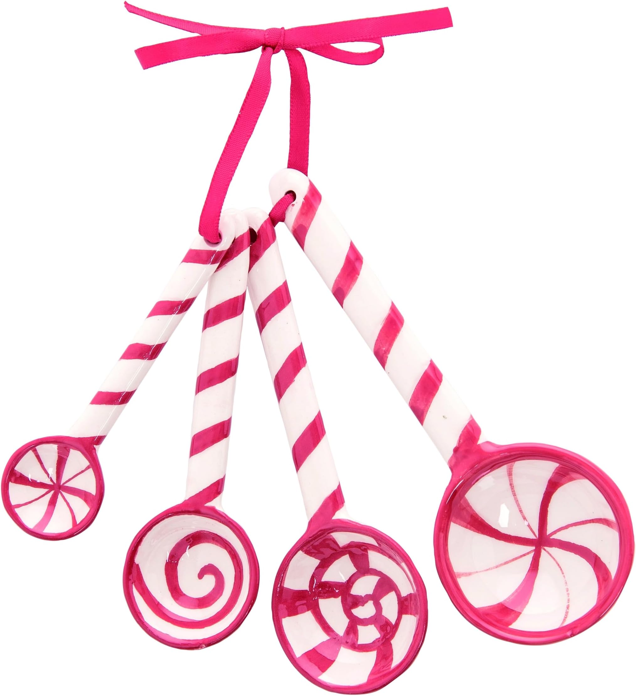 Ceramic Peppermint Stripe Measuring Spoons - Set of 4