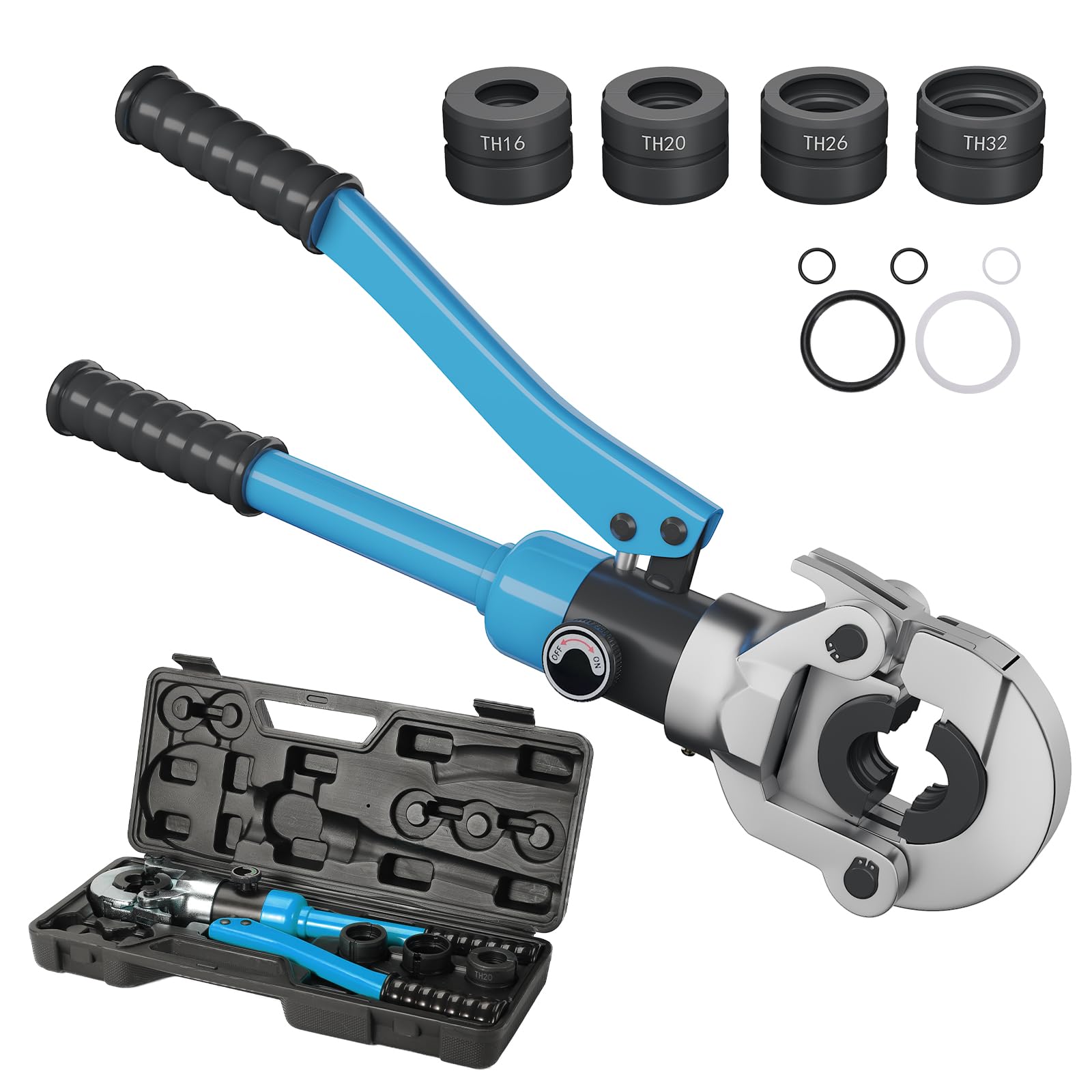 Pinza de prensado multicapa Ø 16-32 mm, cobre 4 mandíbulas, perfil TH caja insertos 16-20-26-32, giratorio de 360 °, plástico, engarzador de mangueras, para reparación de tuberías de aluminio