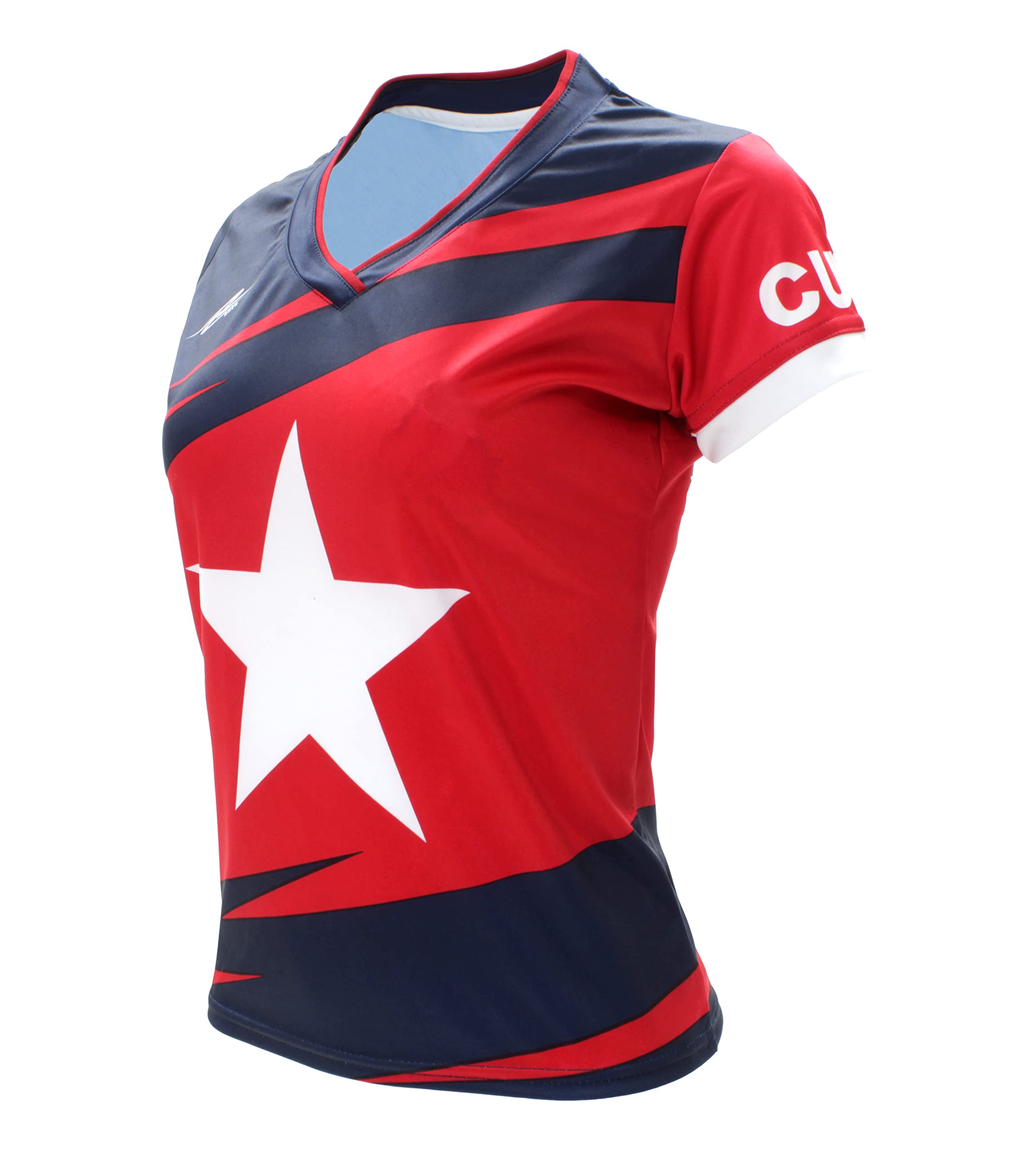 Arza Sports Cuba Women's Fan Soccer Jersey Slim Fit Red/Blue (as1, Alpha, s, Regular, Petite)