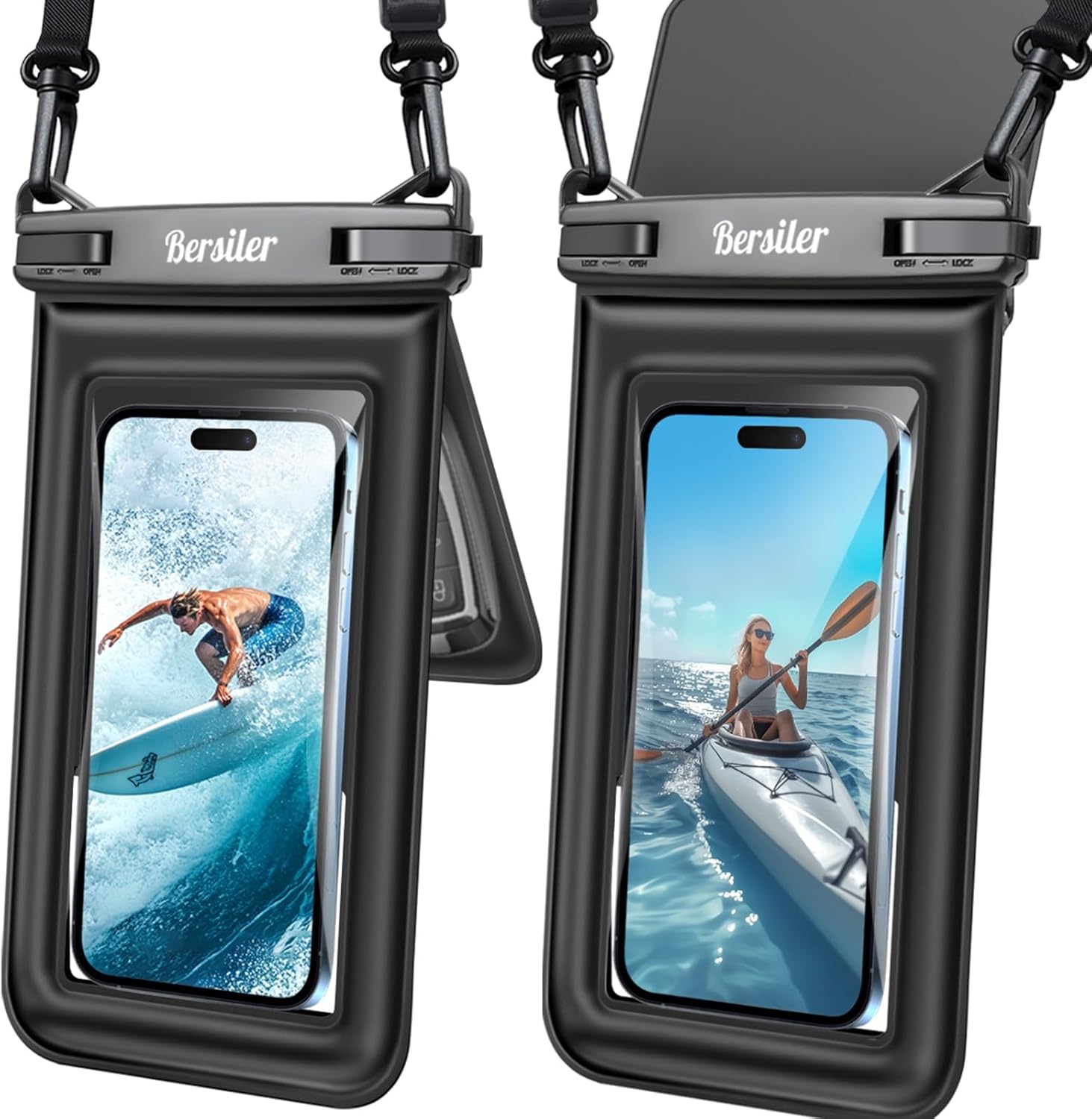 Floating Waterproof Phone Pouch 2 Pack, IPX8 Waterproof Phone Case with Double Space, Beach Cruise Vocation Essentials, Underwater Cell Phone Dry Bag for iPhone 17 16 15 Galaxy S26 Ultra