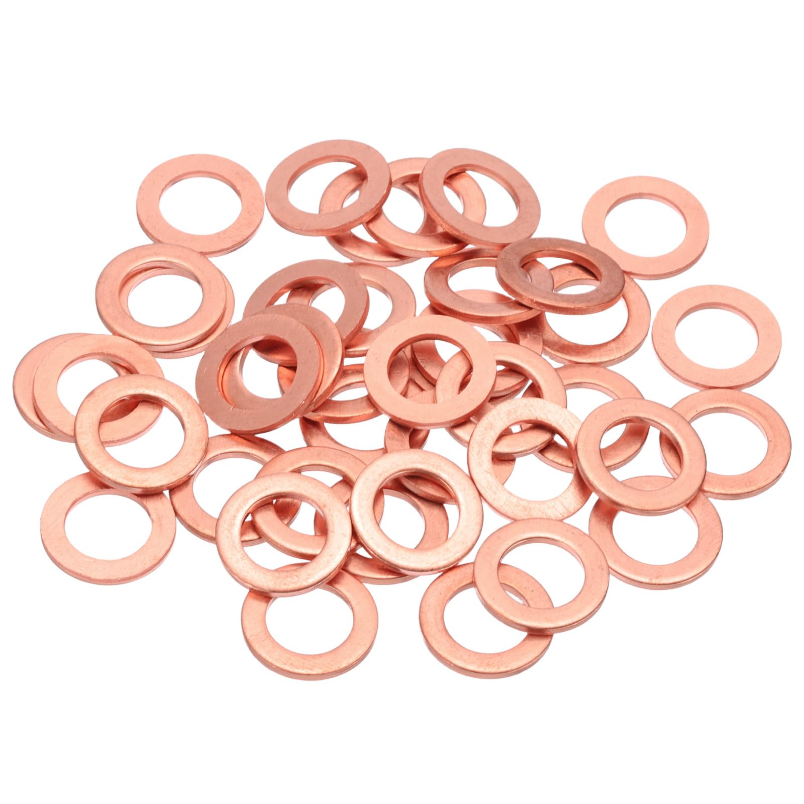 sourcing map 40Pcs M10 Flat Copper Washers, 10x16x1.5mm Copper Upgraded Flat Gasket Metric Sealing Crush Ring Washers for Hydraulic Fittings Screw Bolt Nut Electronic Repair
