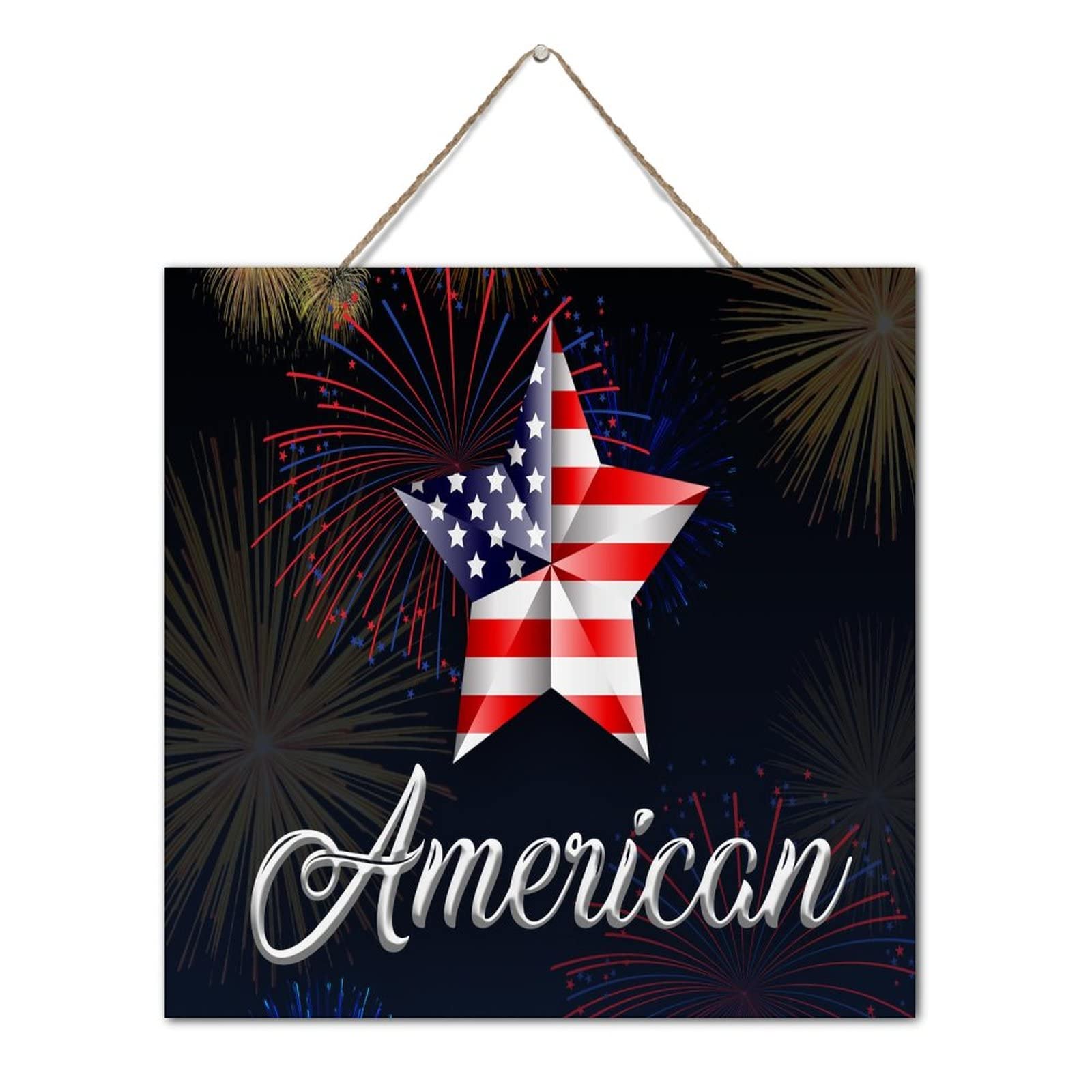 Plaque inspirante en bois drapeau américain décoration intérieure murale de 30 cm