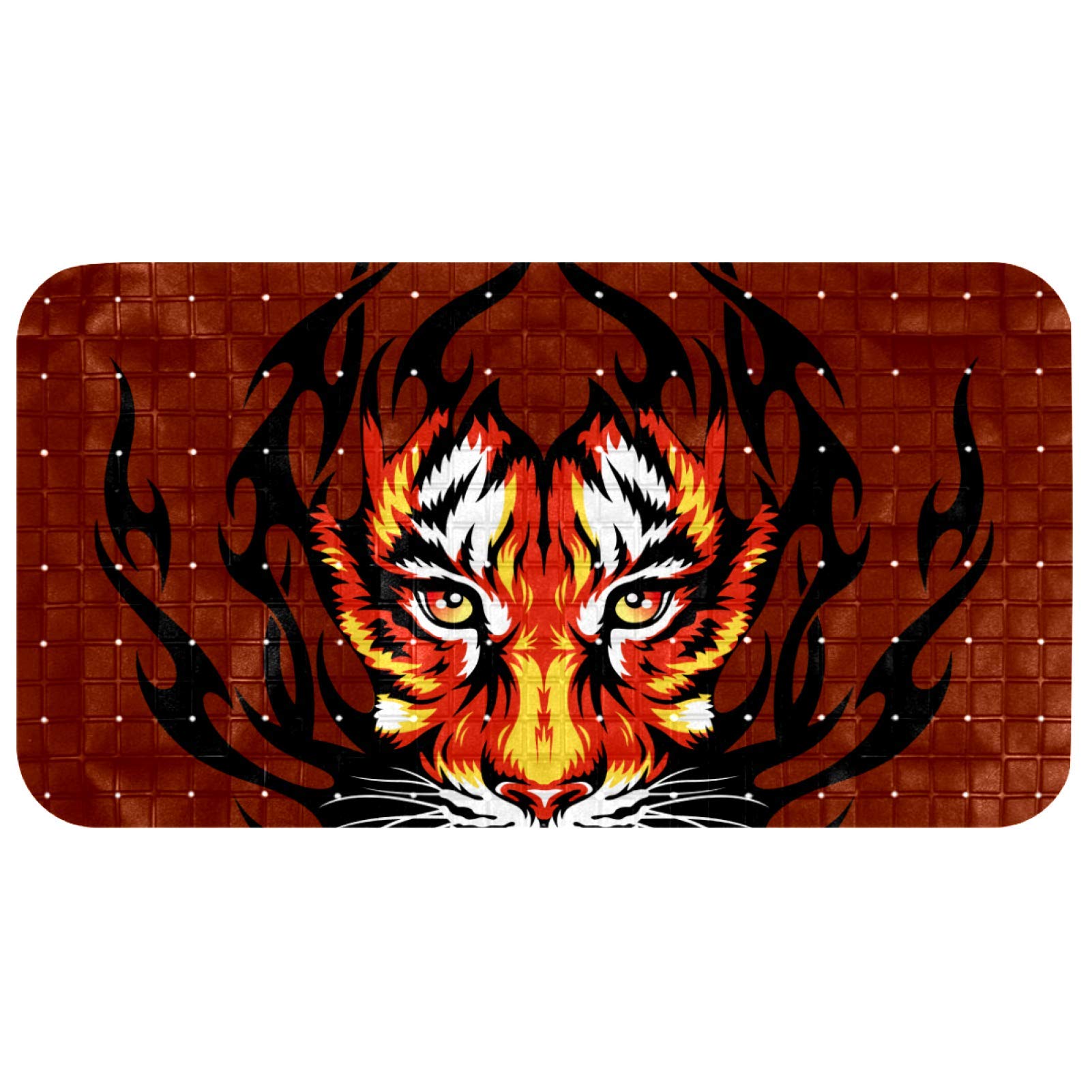 Alfombrilla de baño de tigre rojo, alfombra de 37,3 x 68,3 cm para duchas seguras en familia