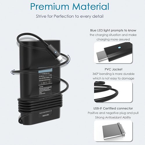 Miniatura 5 de Cargador USB C de 90 W para Dell Inspiron 16 14 Plus 7640 7630 7620 7430 7440 Business Laptop LA90PM170 DA90PM170 TDK33 0TDK33 Latitud/XPS/Precision
