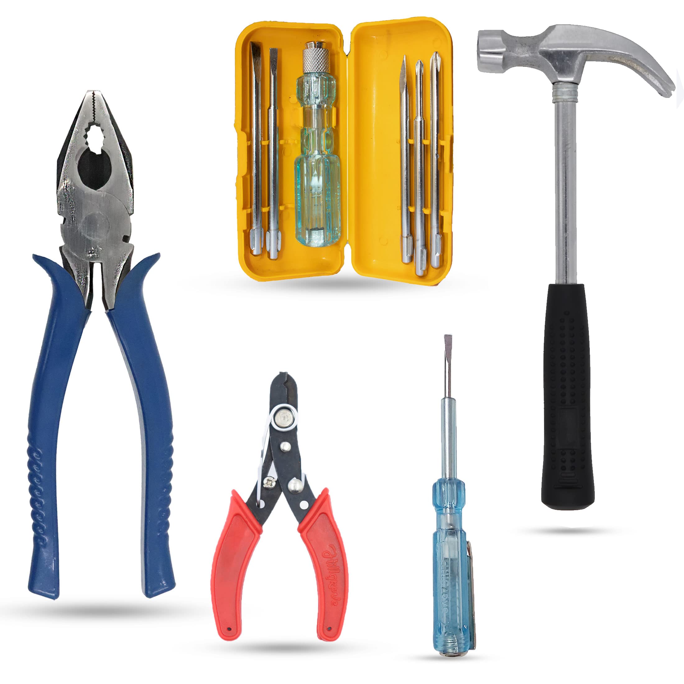 Hillgrove HGCM507M1 8"inch Heavy Duty Grip Combination Pilash Hand Tool Lineman Plier with Wire Cutter, Line Tester, Hammer and 5in1 Screwdriver (B0C43DDGM7) Amazon Price History, Amazon Price Tracker
