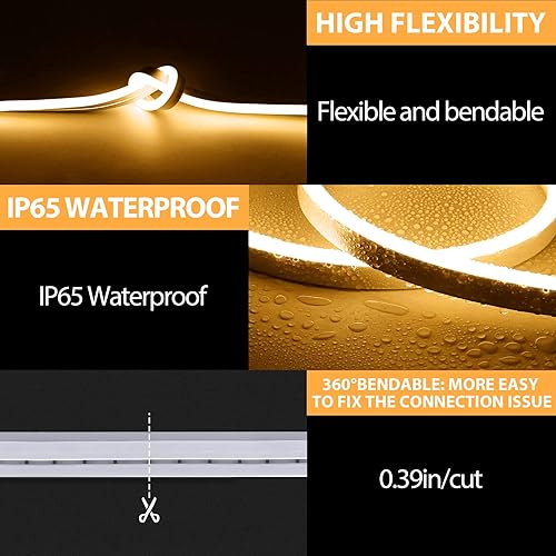 Miniatura 2 de Lamomo Luces LED de neón, 0.315 in x 0.630 in, 12 V, cuerda de luces blancas cálidas, tira de luz LED de 16.4 pies, tira de luz LED de 3000 K,