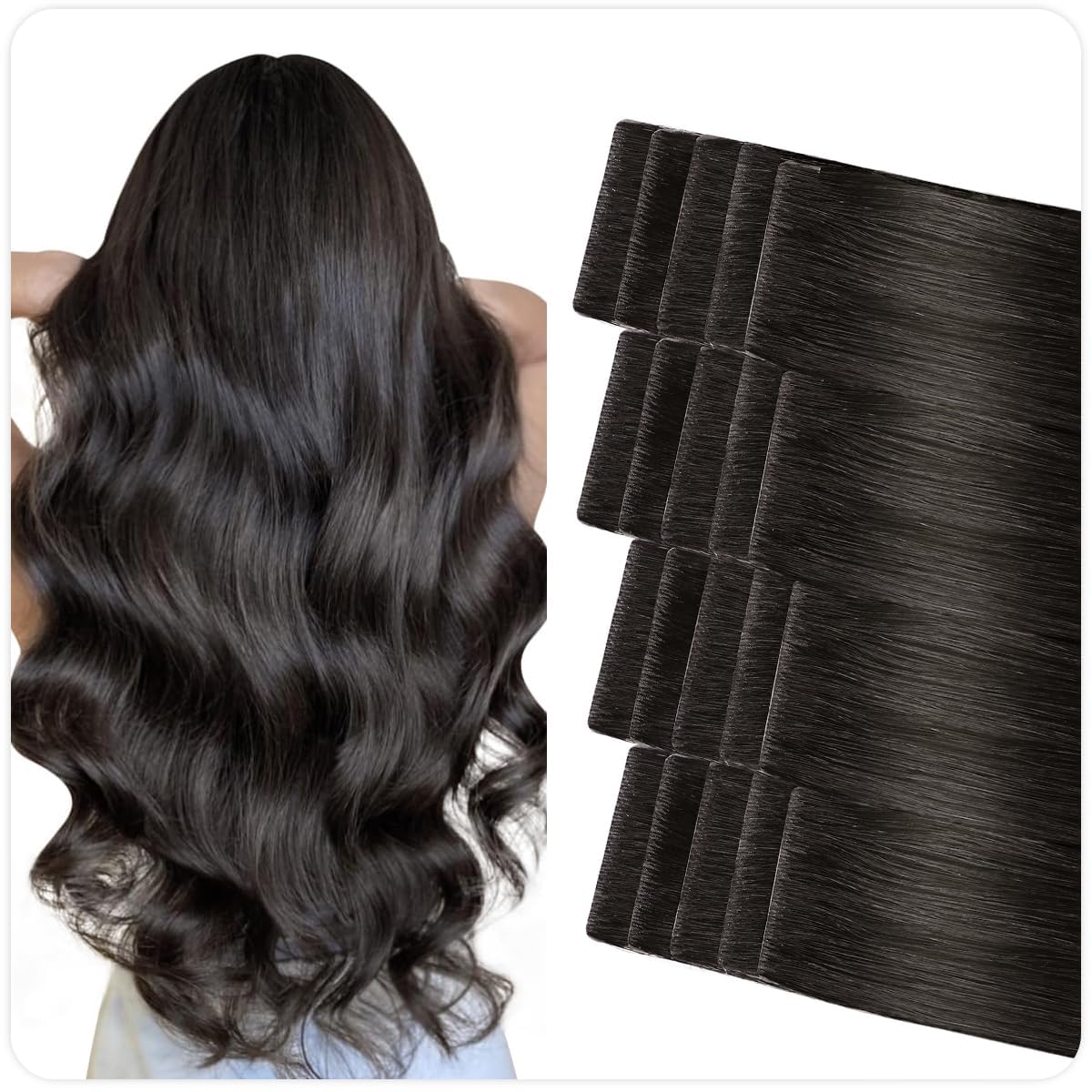 Virgin Human Hair Tape Extensions 22 Inch 50g Seamless Injected Tape Virgin Human Hair Tape Extensions 22 Inch 50g Seamless  main image 3