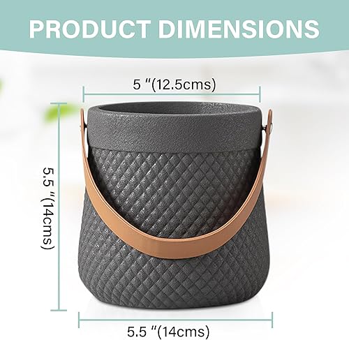 Miniatura 3 de Macetas de cerámica de 5 pulgadas, maceta colgante pequeña (gris) - Macetas de interior para plantas, flores, cactus, suculentas, decoración de