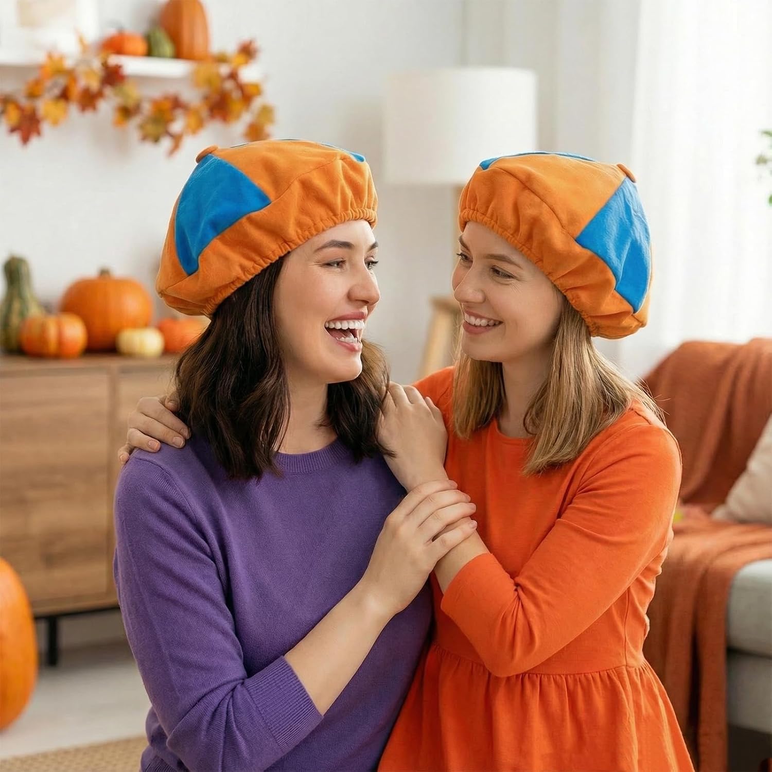 Blue Orange Adjustable Costume Hat - Character Cap for Halloween, Cosplay & Theme Parties,Soft Lightweight Unisex Design (Fits 52-60cm Head)