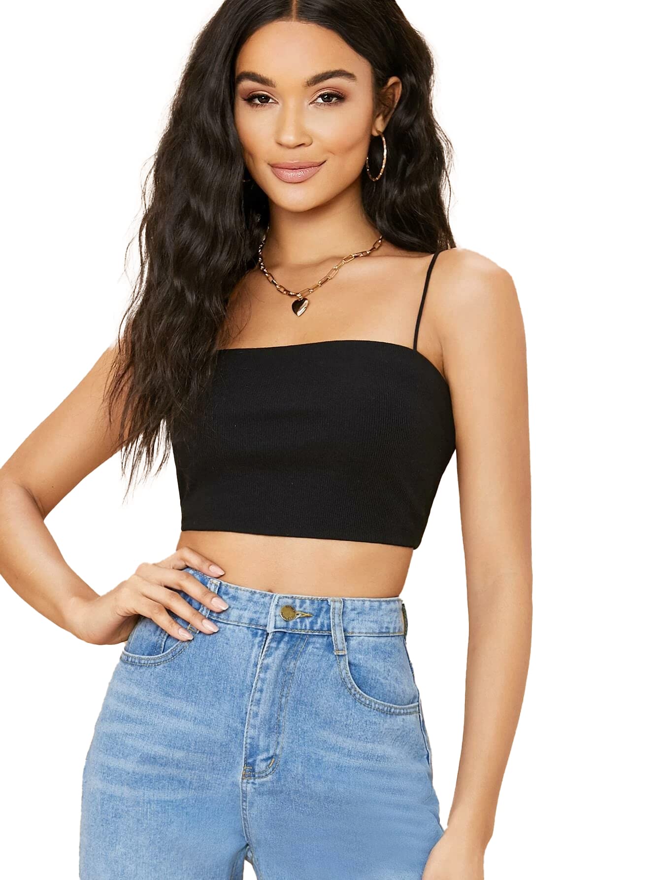 Women's & Girls Solid Sleeveless Western Stylish Ribbed Cami Crop Top for Women | Crop top | Crop Tops | cami top | Crop top for Women | Women Crop top-image-27