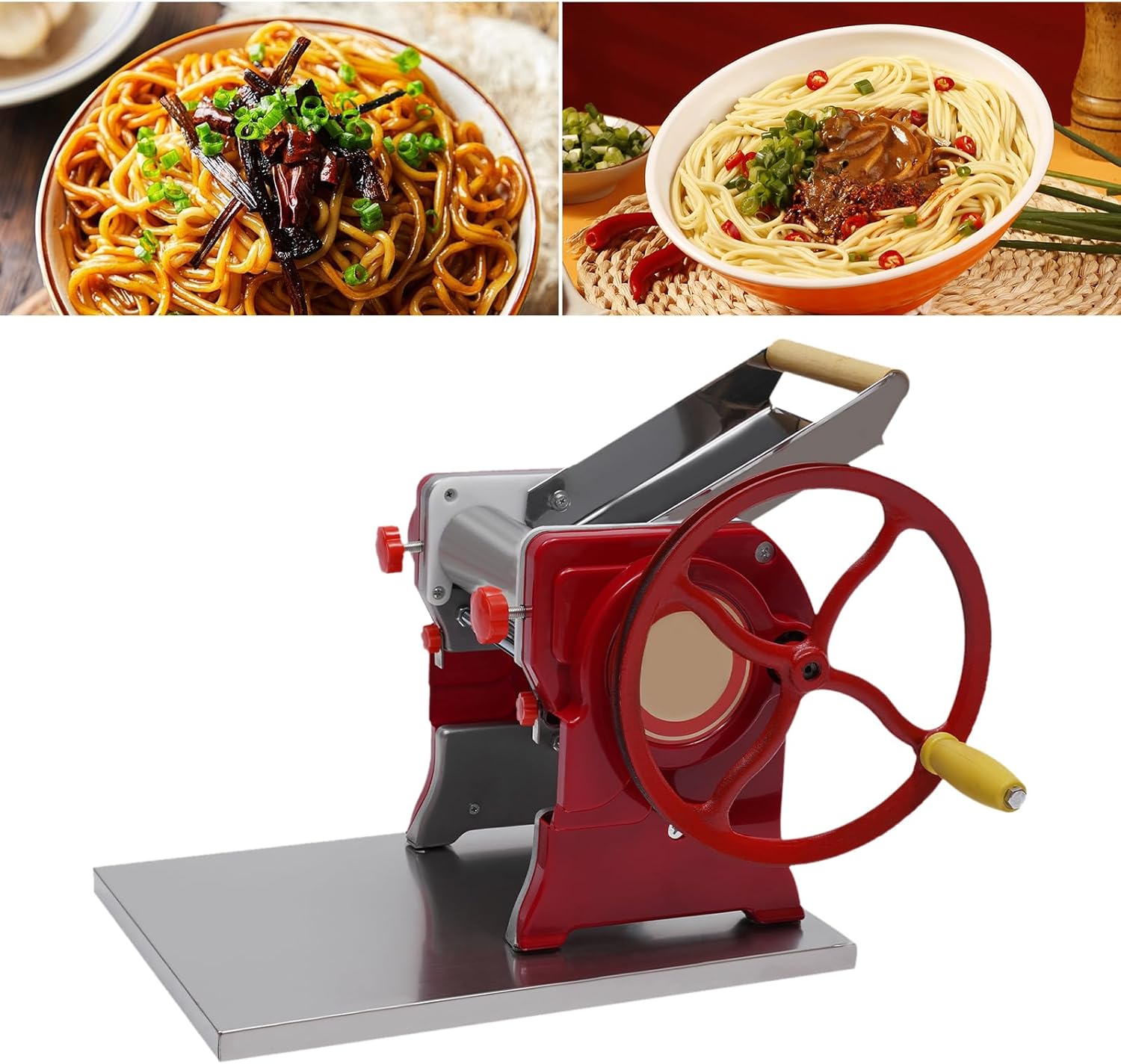 Commercial Pasta Maker, 180 Roller Fresh Noodle Making Machine, 2 in 1 Noodle Maker with Rollers and Cutter for Spaghetti, Fettuccini, Lasagna or Dumpling Skin Silver