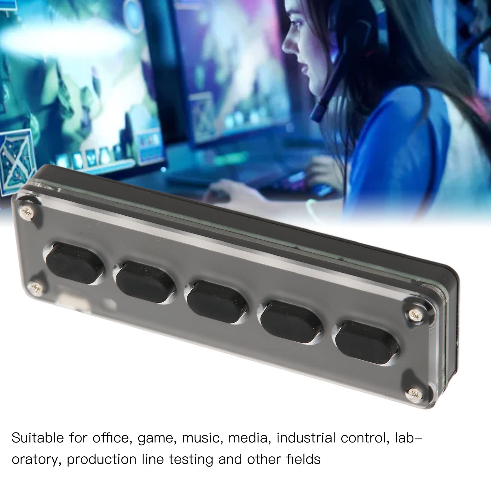 Septpenta Tastiera Meccanica a Una Mano, 5 Tasti Completamente Programmabili, Connessione Wireless Bluetooth Dual Mode, Mini Tastiera Portatile in Silicone per Ufficio, Giochi, Musica, Media(Nero)