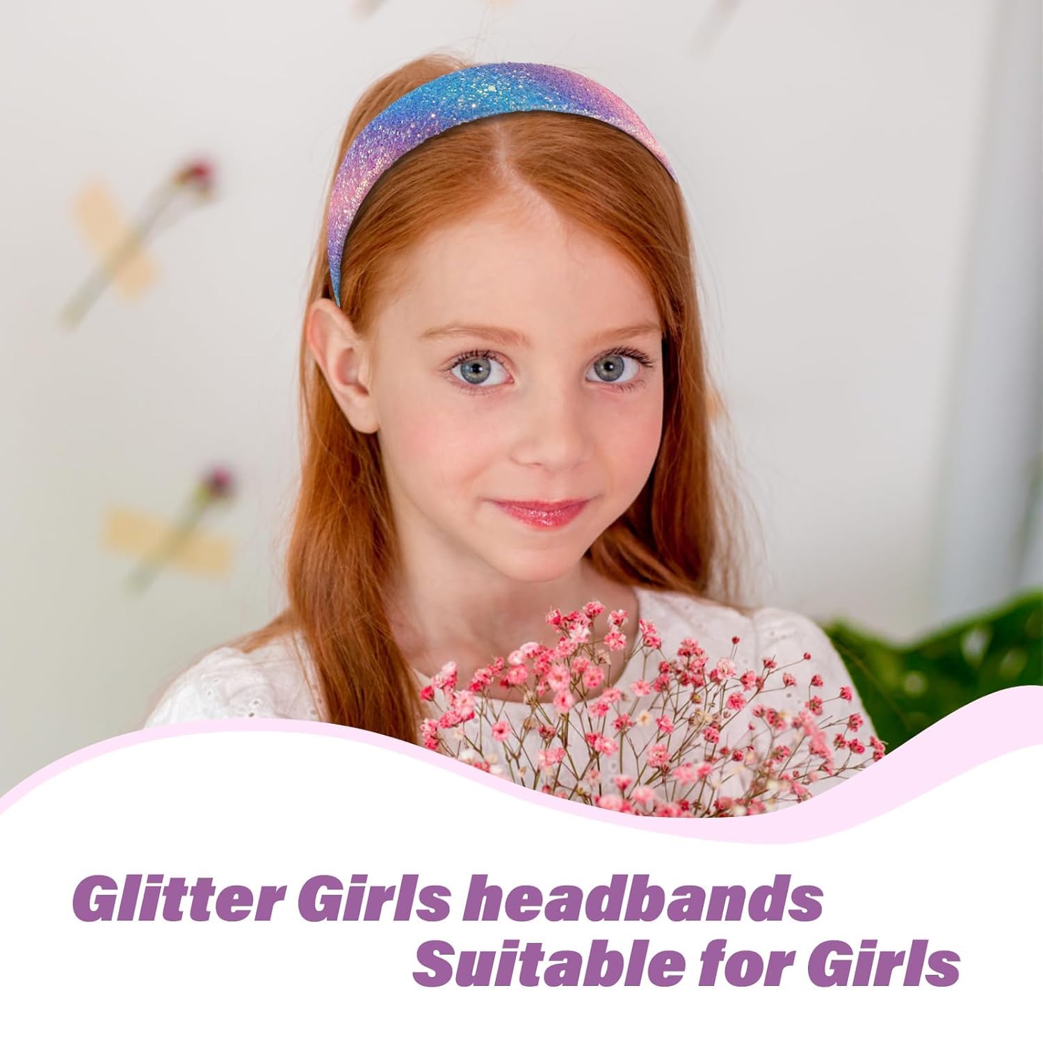 Pack of 4 Glitter Headbands, Girls Headbands, Wide Headbands, Women's Glitter, Sequin Headbands, Non-Slip Glitter Hair Band - Image 4
