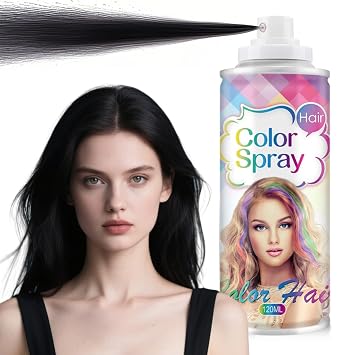 Temporary Hair Color Spray for Women and Girls, Temporary Hair Color Wax, Natural Hair Coloring Strong Style Gel Cream Hair Dye Spray for Halloween, DIY, Cosplay, Party Black, Large
