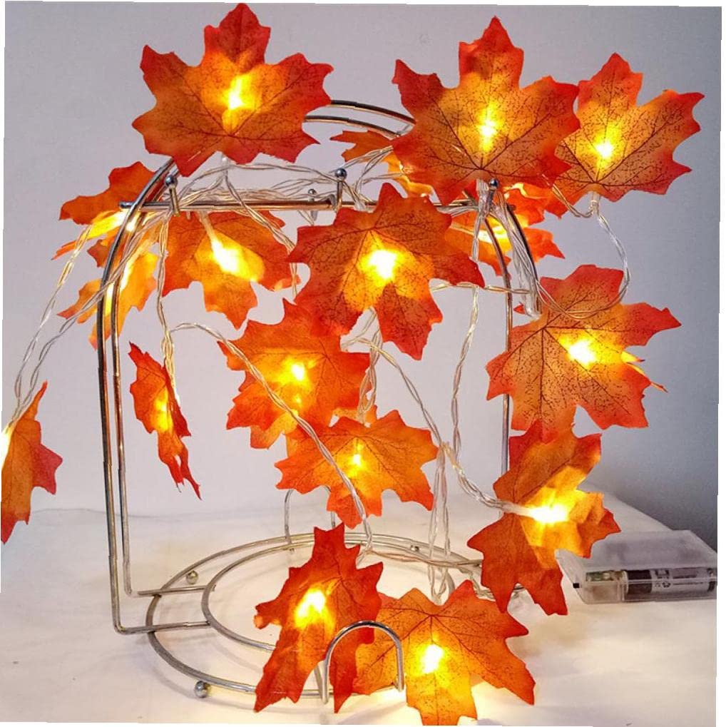 bopely Maple Leaves Fall Decoration Lights 1.5m 10 Led Autumn Garland Lights Battery Operated Outdoor Indoor Decorations for Halloween Thanksgiving Festival Party