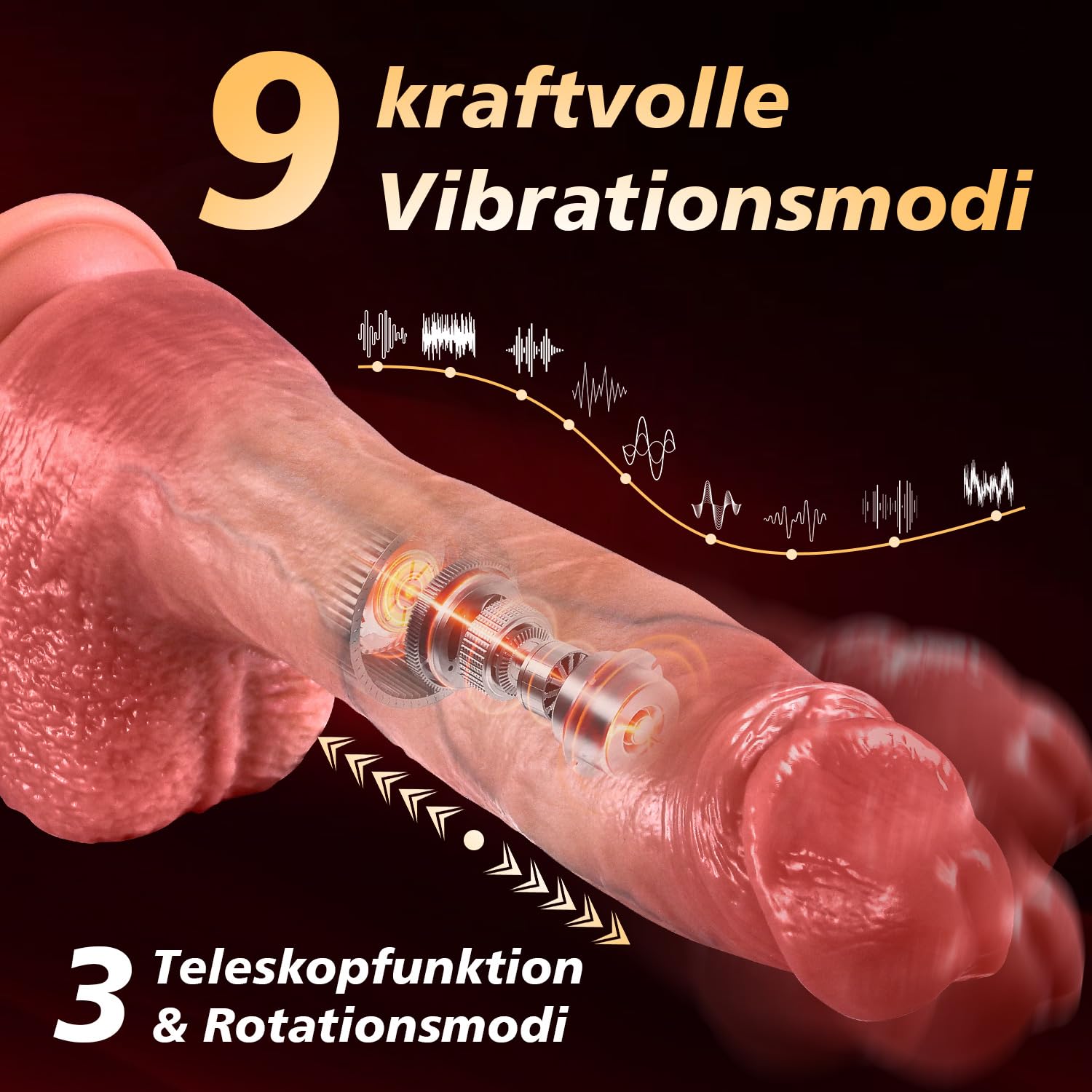 Consolador Grande con Empuje de 26 cm Dildo Vibrador con 9 Modos de Vibración 3 de Empuje Rotación y Calefacción Vibrador Anal con Control Remoto Juguetes Sexuales para Mujer Hombre y Parejas