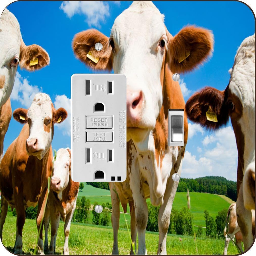 Cows In Field - Double Rocker Light Switch Cover - Double Rocker Switch Plate