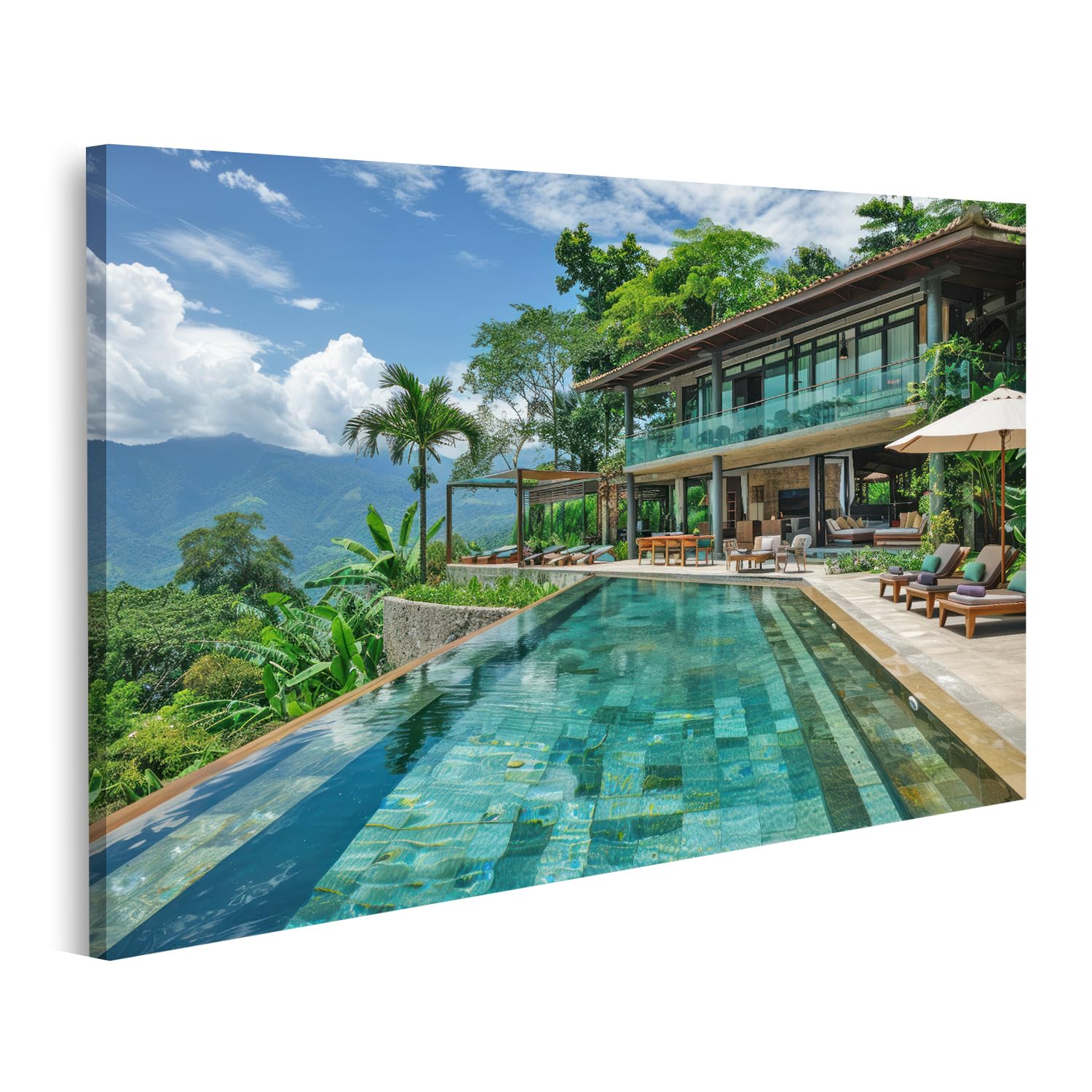 KCDO Images murales villa tropicale de luxe tableau salon effet relief
