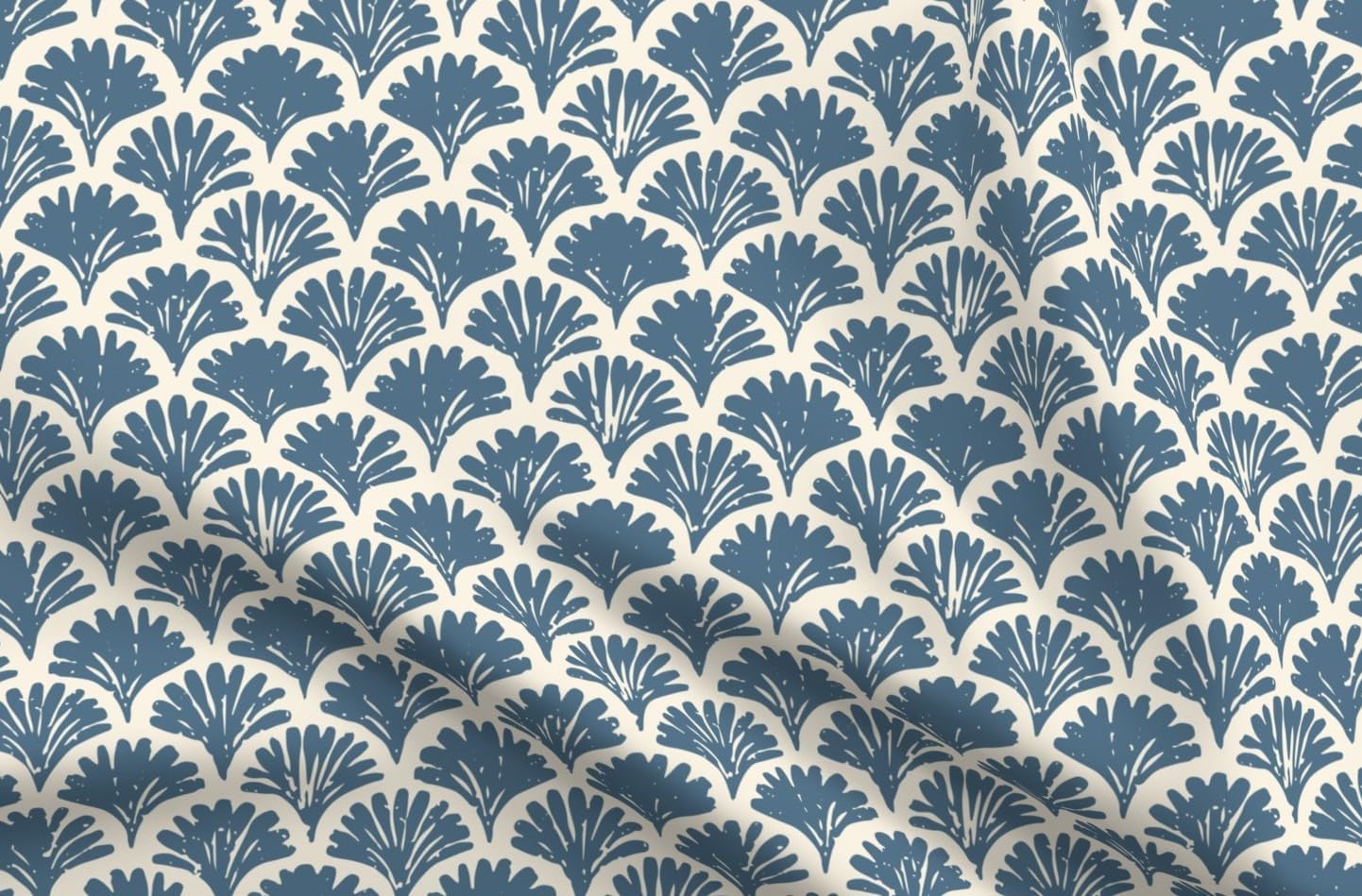 Spoonflower Fabric - Sea Shell Scallop Coastal Nautical Block Print Neutral Calm Serene Printed on Petal Cotton Fabric Fat Quarter - Sewing Quilting Apparel Crafts Decor