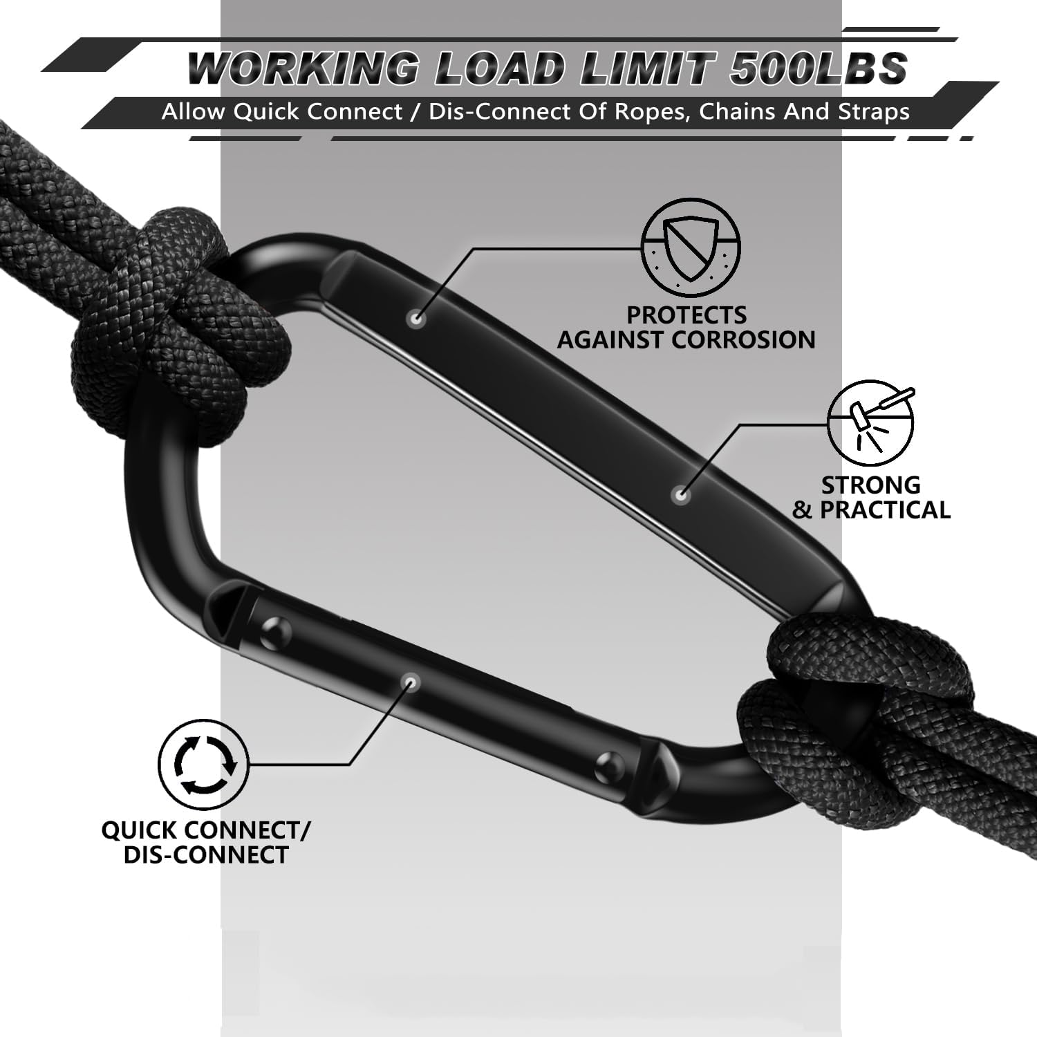 AUTMATCH Carabiner Clips 3" - Heavy Duty Spring Snap Hook Clips image 5