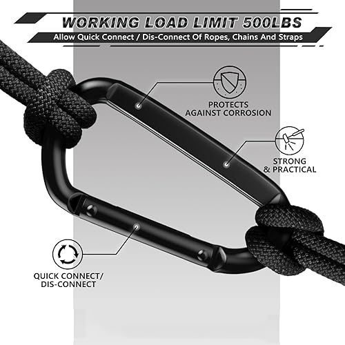 Miniatura 5 de AUTMATCH Clips de mosquetón, 3 pulgadas, gancho de resorte caribeño, hebilla resistente, mosquetones de bloqueo de cadena, eslabones rápidos,