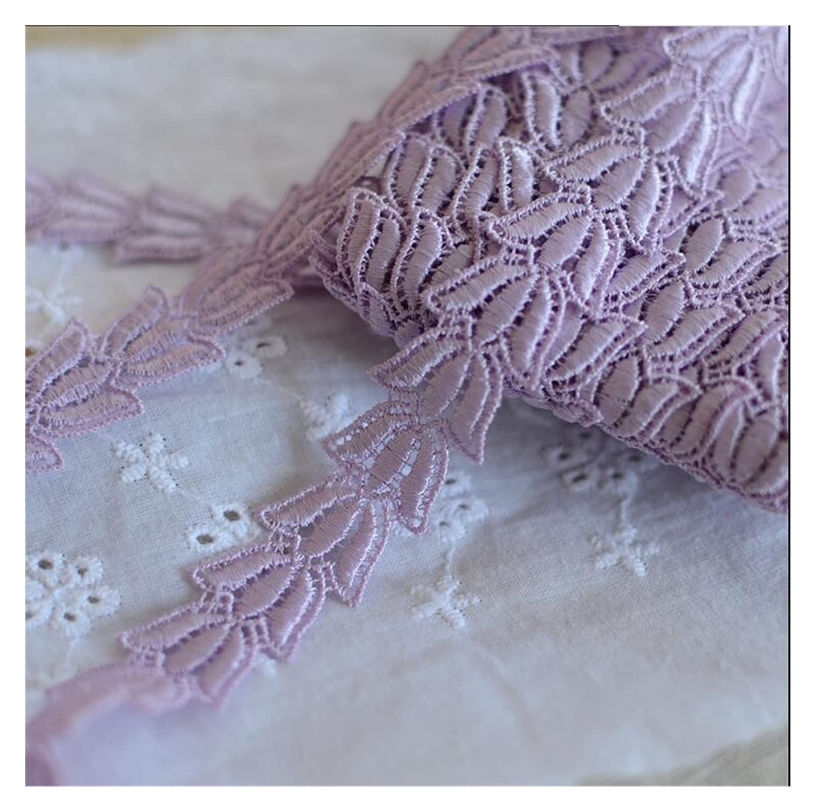 Dentelle brodée au mètre SD802 rose purple fleur galon tissu couture