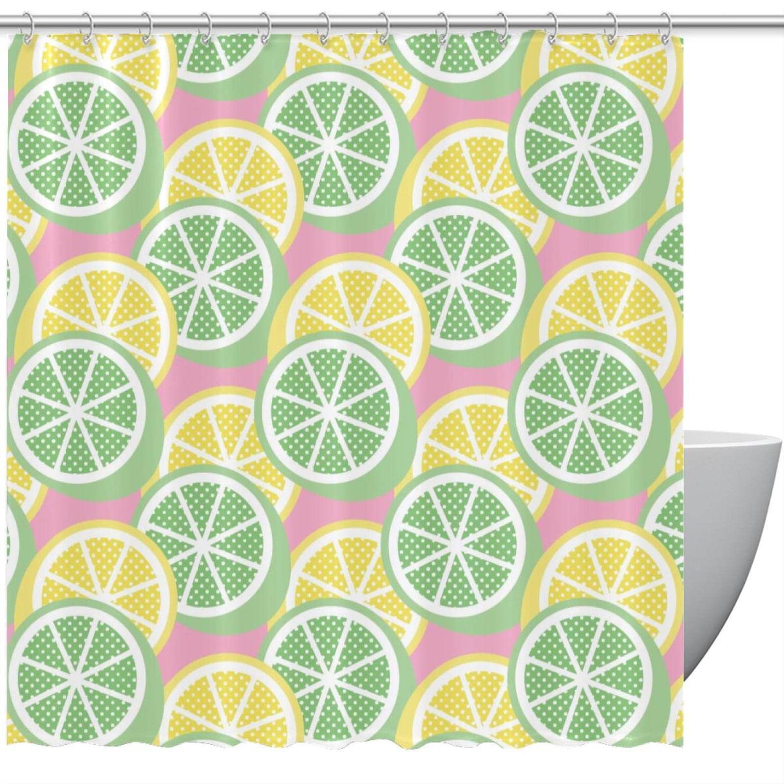 Rideau de douche vert jaune citron 183 cm aux couleurs vitaminées