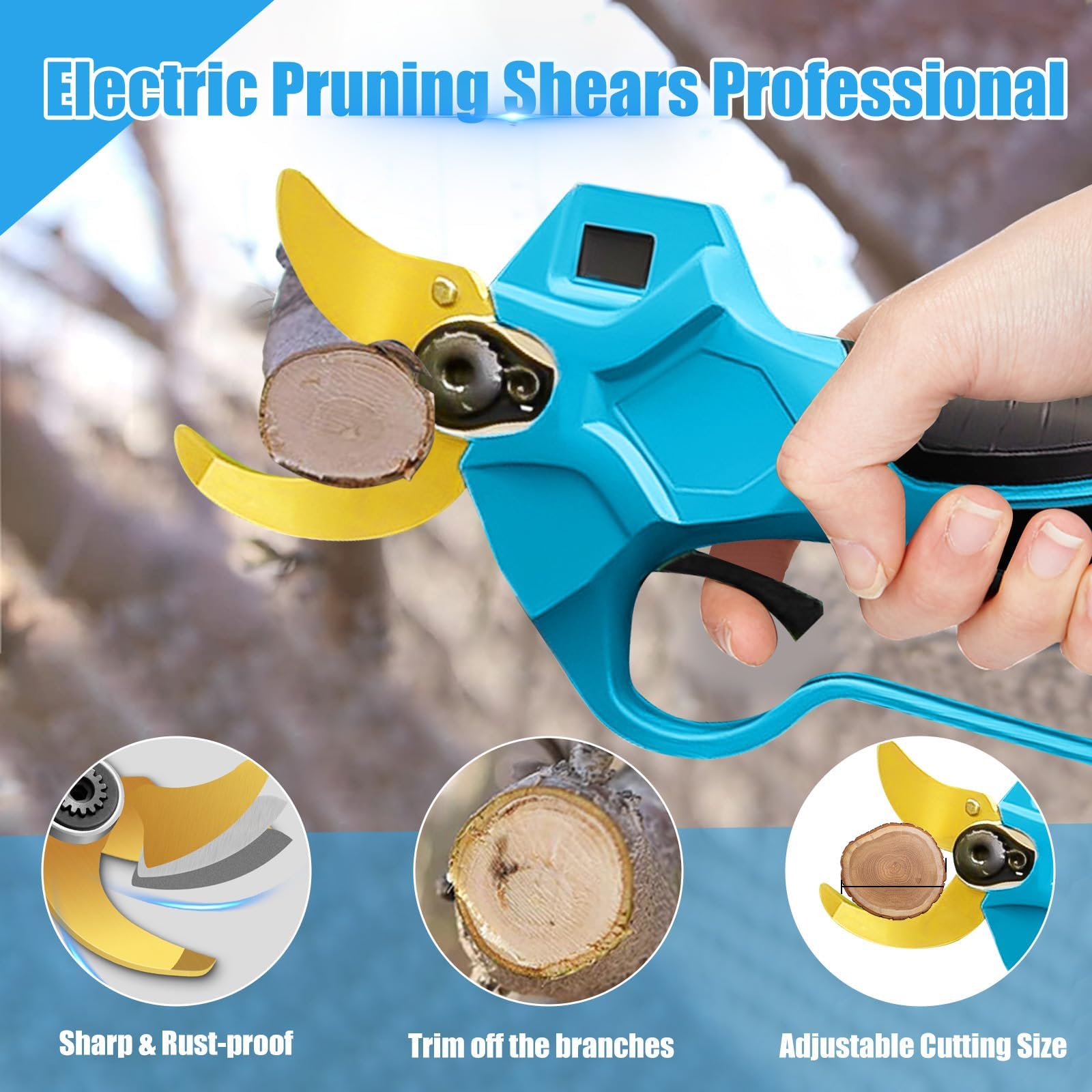 Forbici Potatura Elettriche per Makita 18V Batterie, Diametro massimo di potatura 65 mm Forbice Potatura a Batteria Professionali, LCD, Motore Brushless, per Potatura Giardino Albero da Frutta Delle