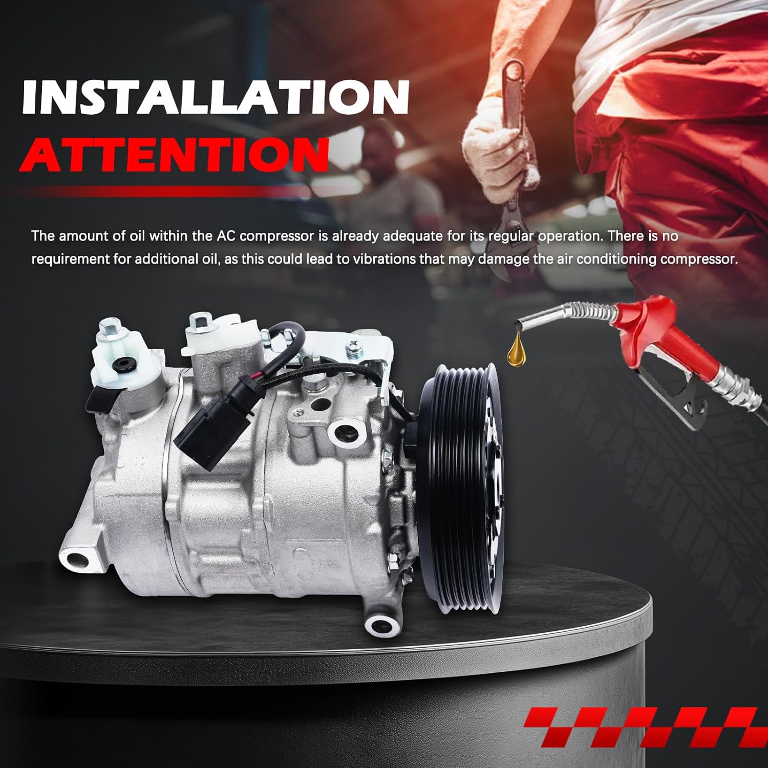 A/C Compressor with Clutch Fit for A4 2017-2020, A4 allroad 2017-2019, A6 2016-2018, Q7 2018-2020, 2.0L, Replace for 157322, 168318, 4M0820803