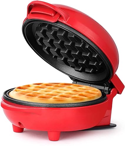 NewSpace Mini Waffle Maker Machine for Home, 4 Inch, 350 Watt | Waffle and Sandwich Maker Machine for Home - Red (1)