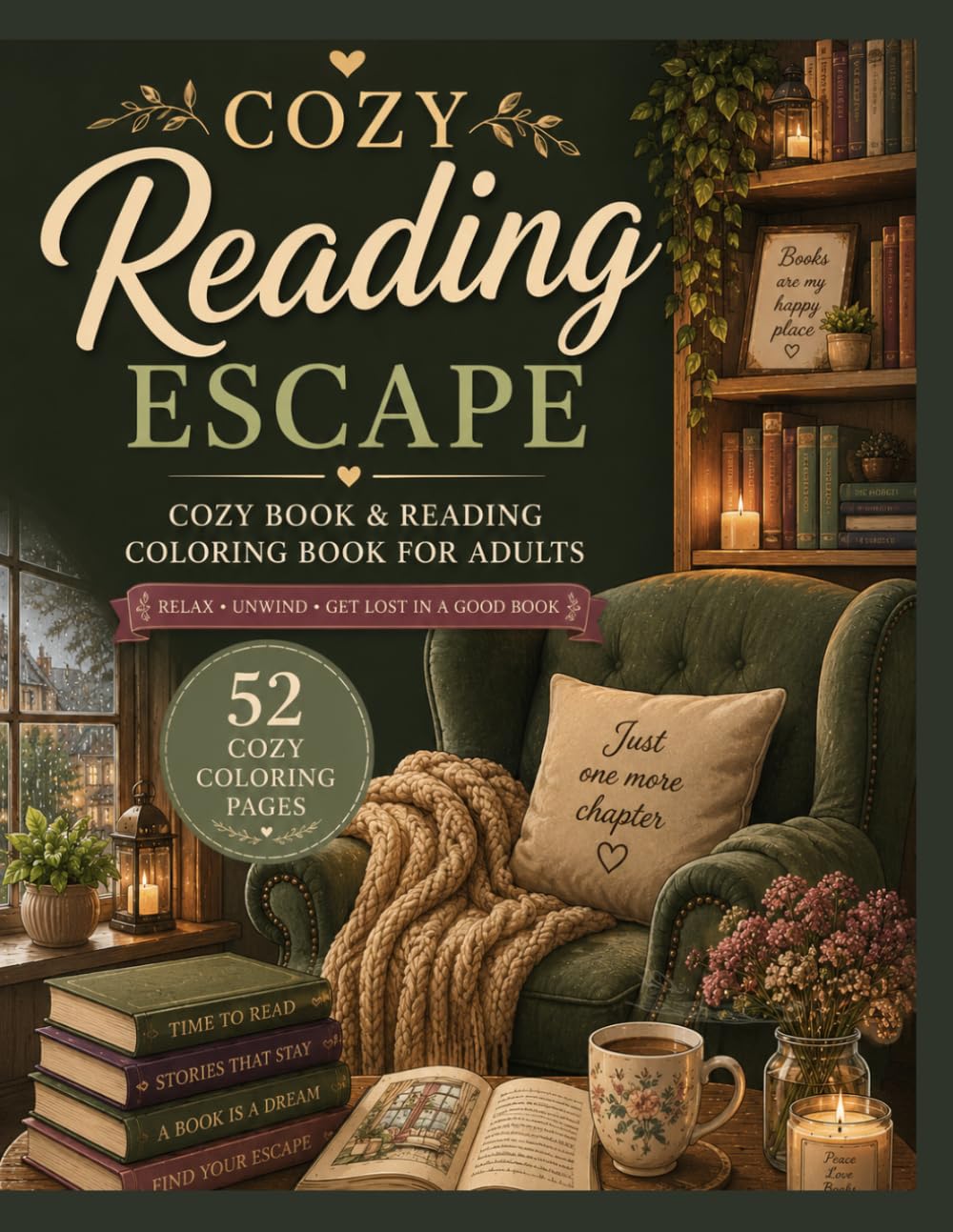 COZY READING ESCAPE: 52 Cozy Coloring Pages for Adults (Cozy Everyday Collection)