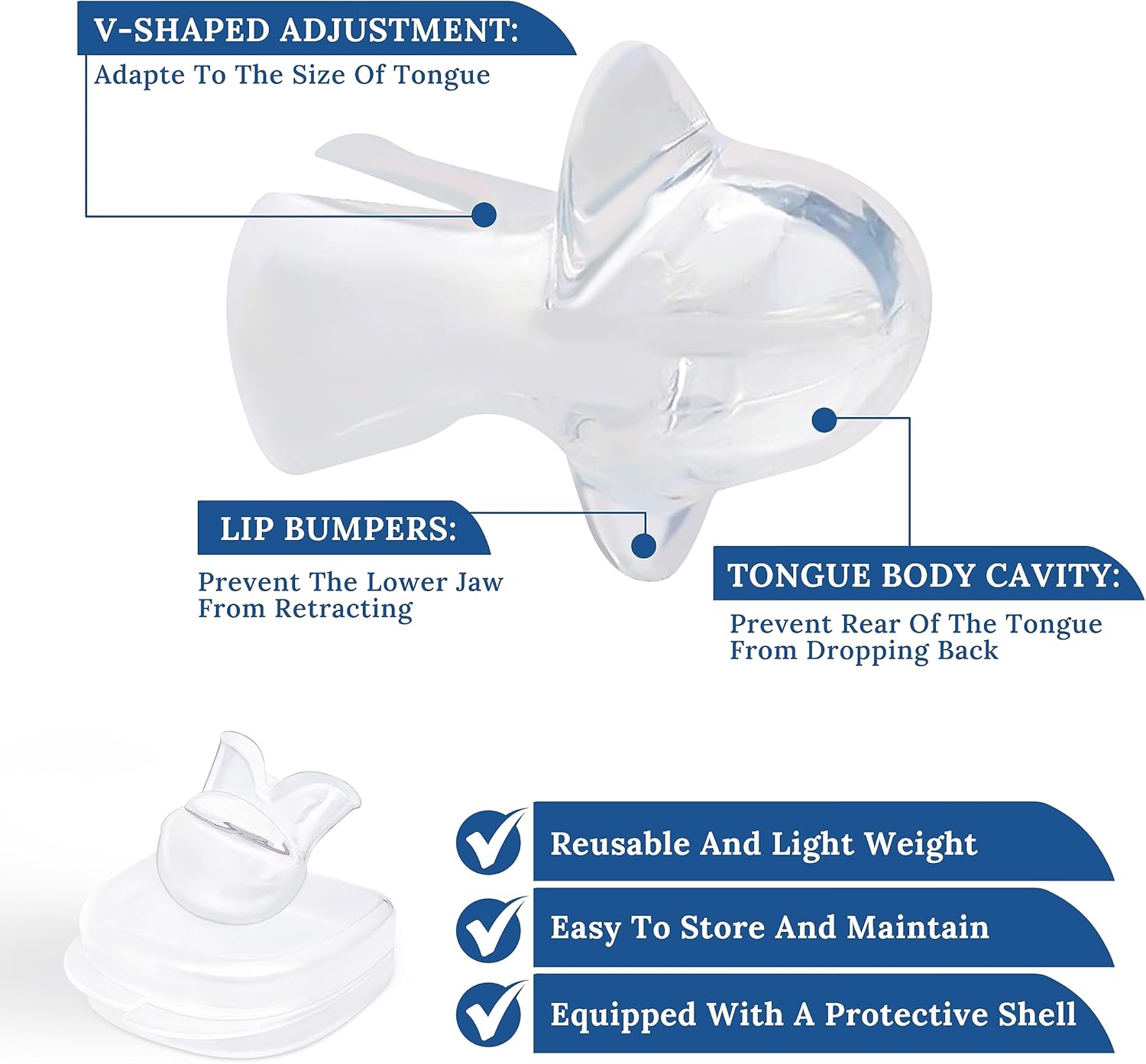 Snoring Solution - Anti-Snore Device, Reusable Snore Tongue Stopper for Men/Women - MF38