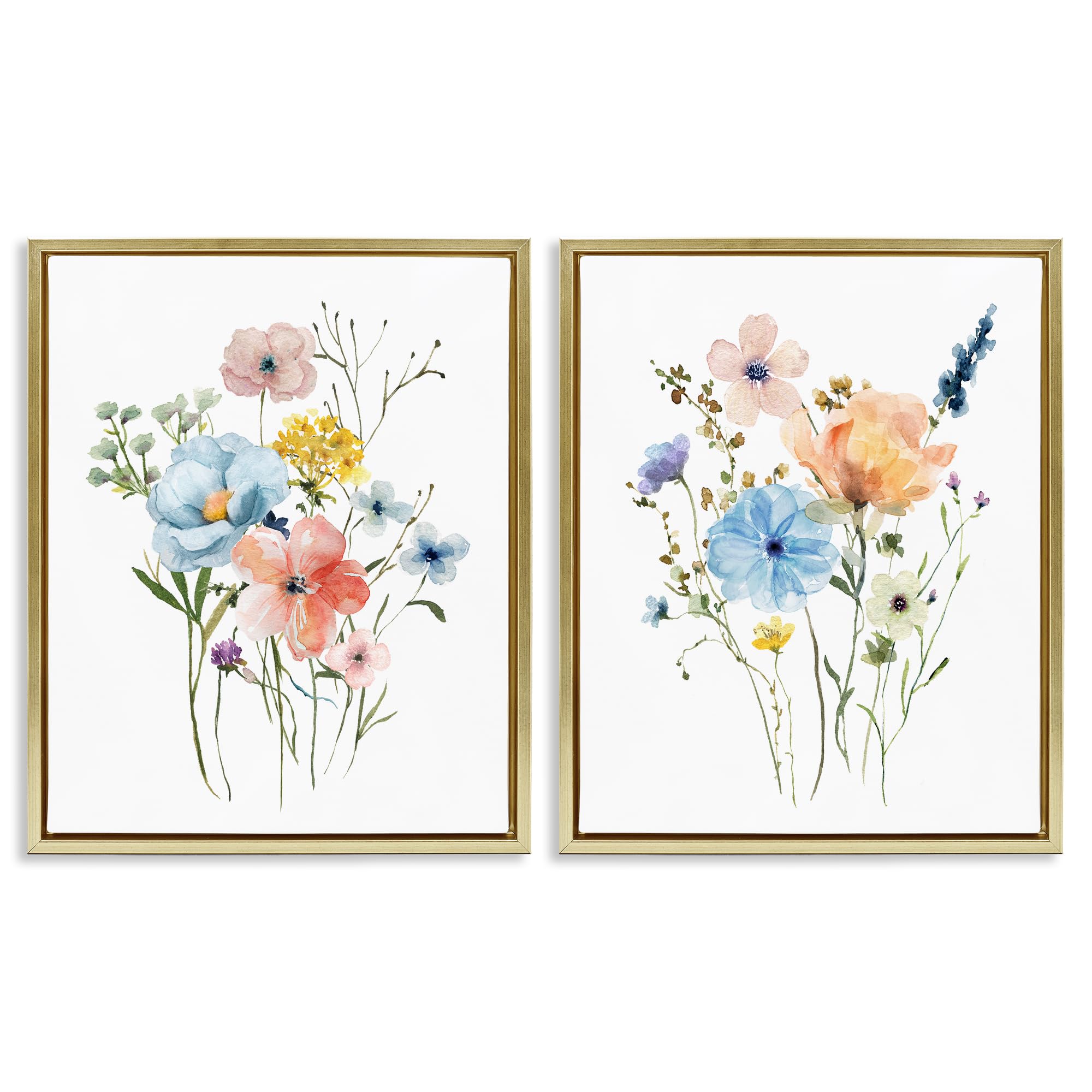 Stupell Industries Pastel Wildflower Bouquet Pair 'Wildflower Sprig Bundles'| 2Pc Floating Frame Art Set 2